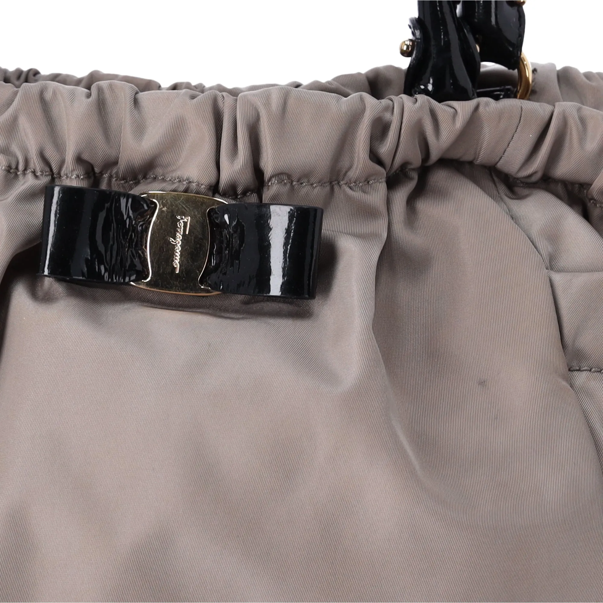 Salvatore Ferragamo Vara Tote Bag Gray Black Nylon Patent Leather sold by Gaby's Bags product image thumbnail 2