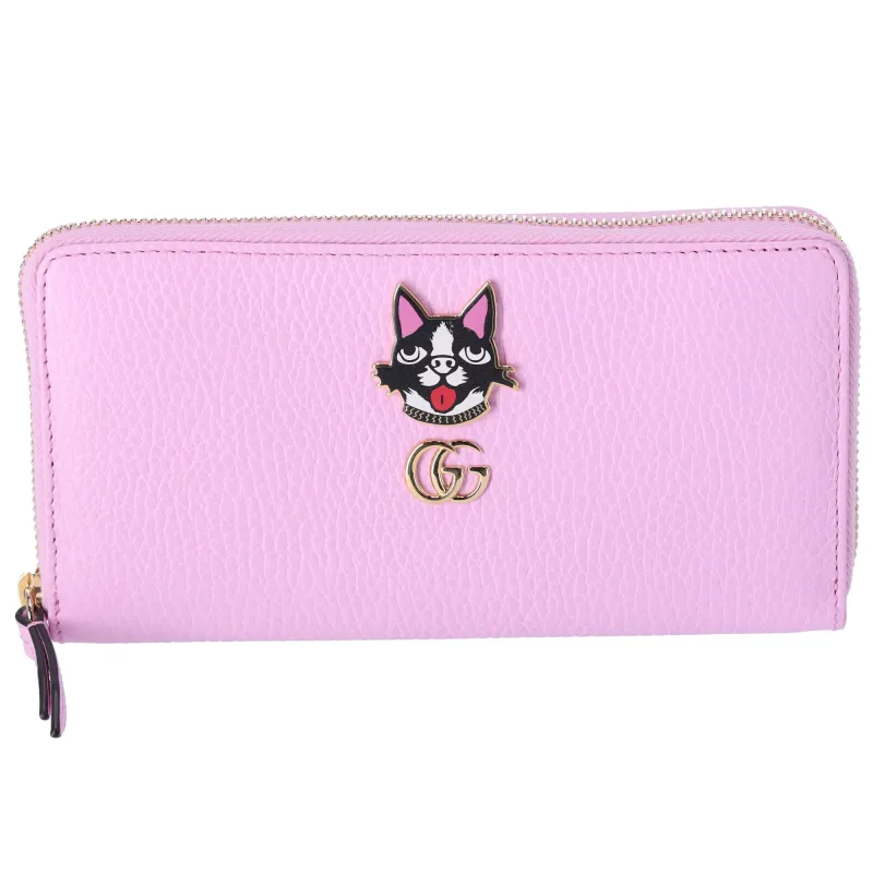 Gucci Dollar Calfskin GG Marmont Bosco Zip Around Wallet Malva sold by Gaby's Bags