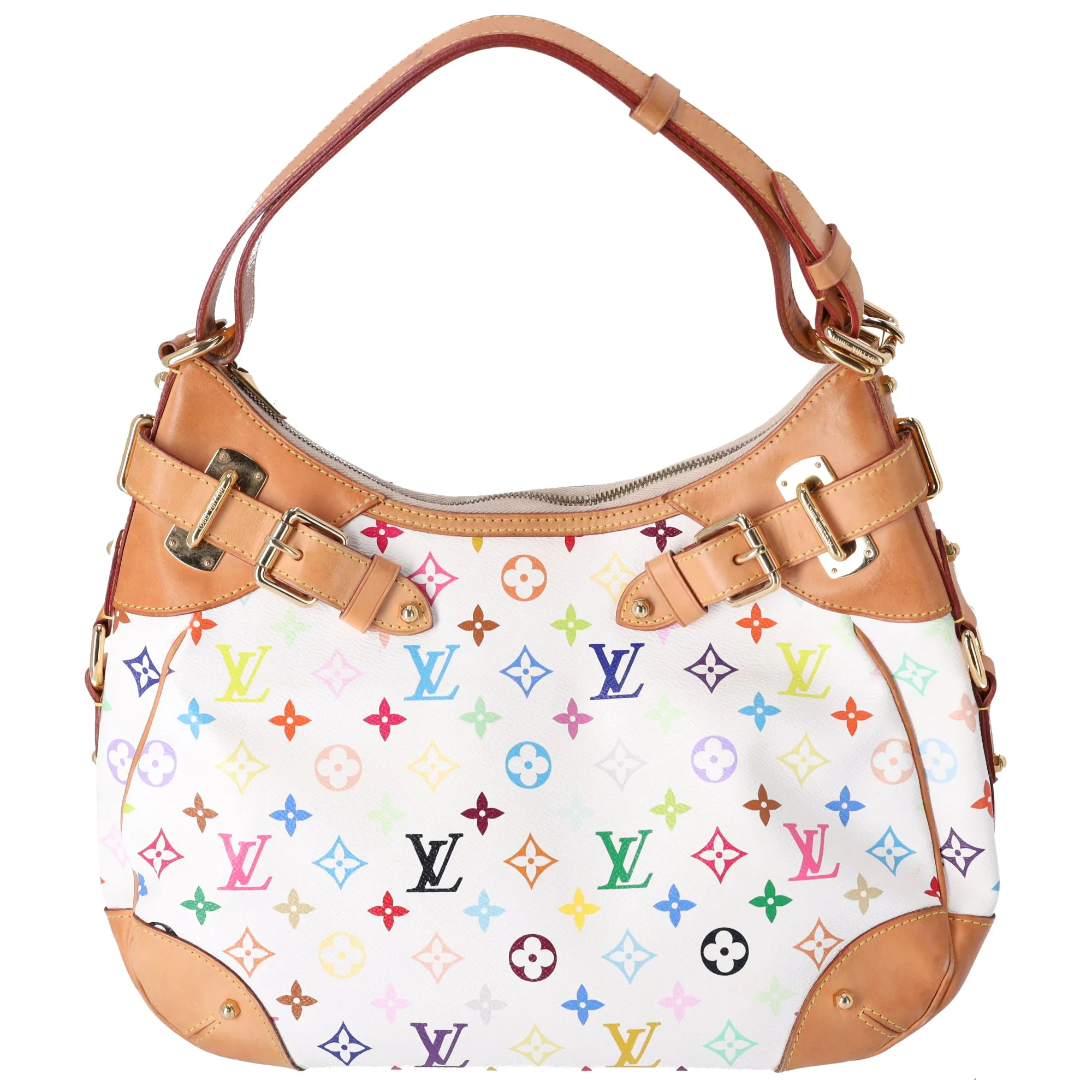 Louis Vuitton x Murakami Greta Hobo Multicolor Monogram M40195 Beige sold by Gaby's Bags