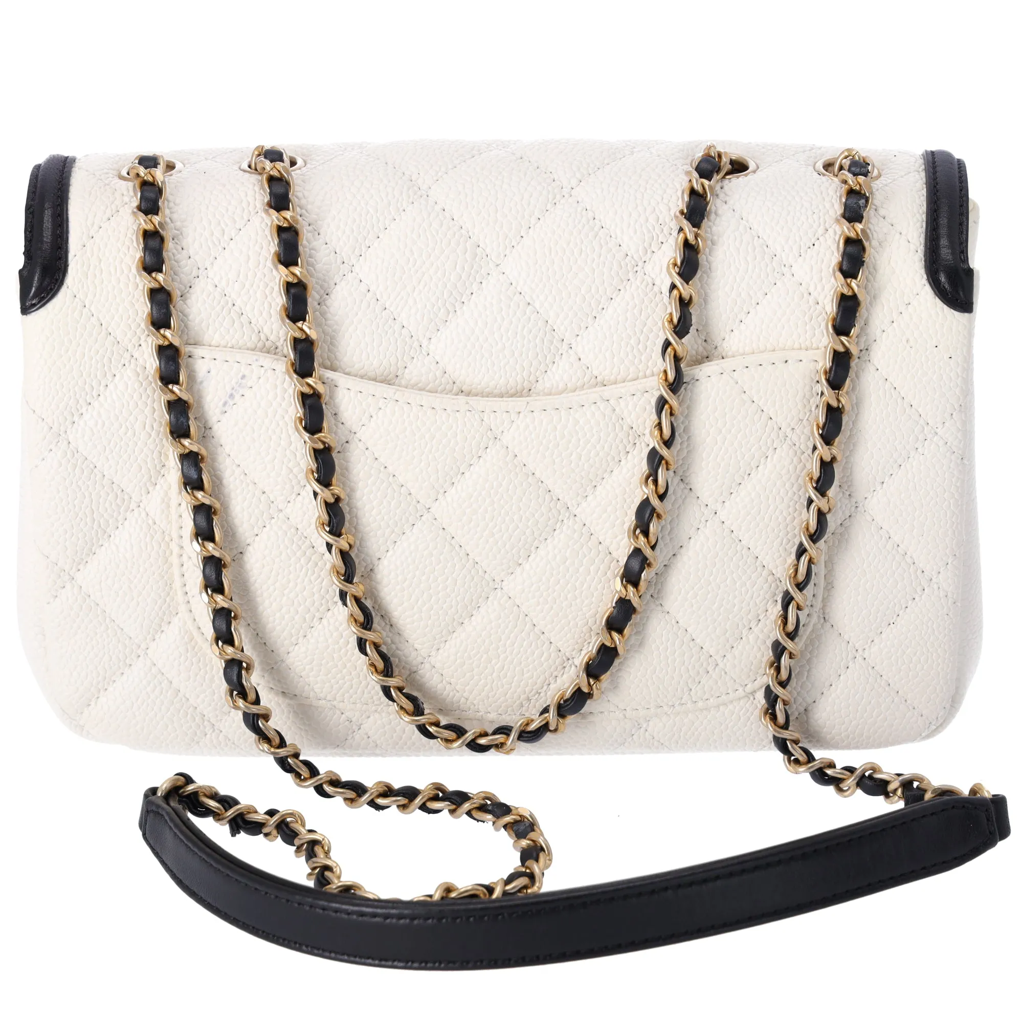 CHANEL CC Filigree Matelasse Shoulder Bag A93340 Cream Black Calfskin sold by Gaby's Bags product image thumbnail 3