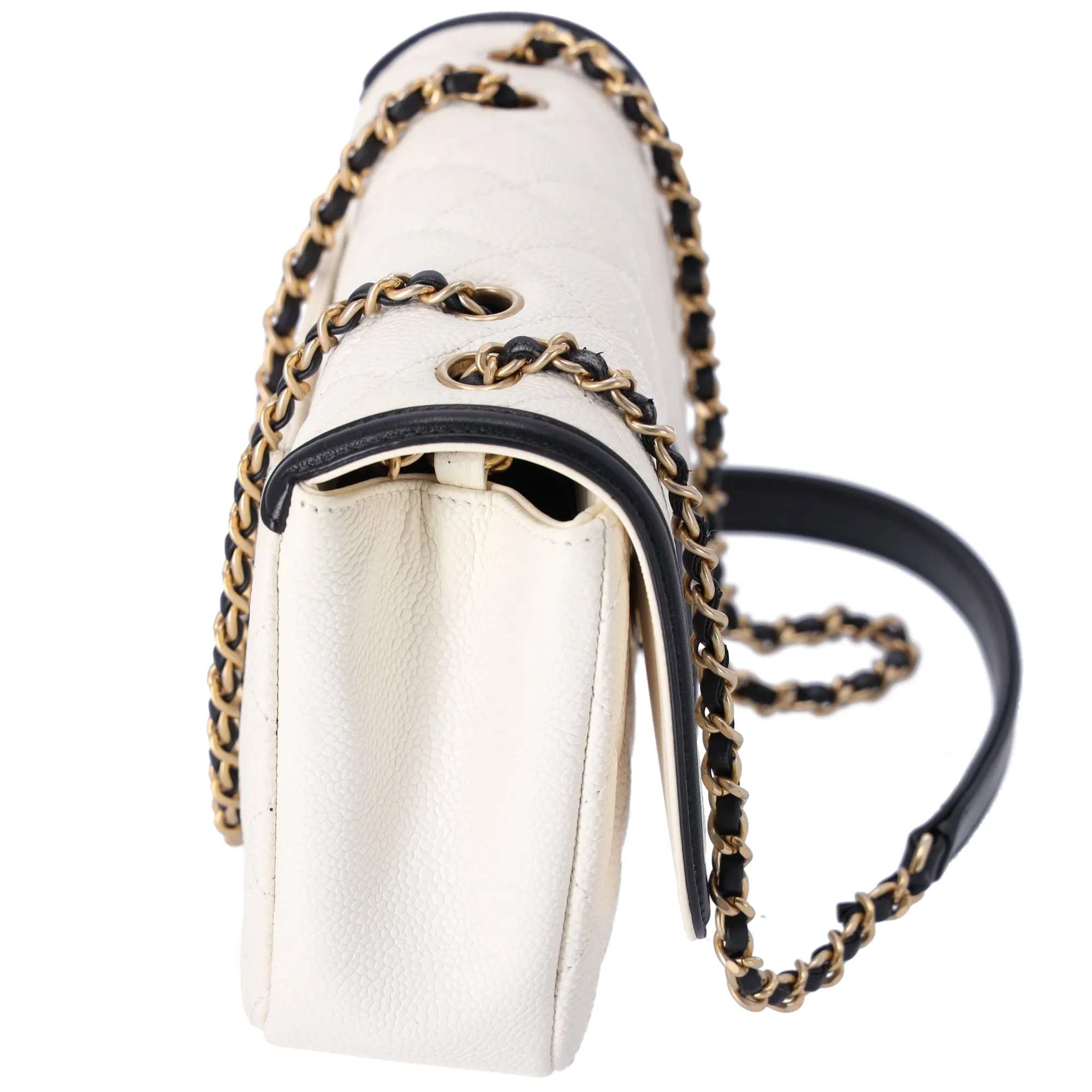 CHANEL CC Filigree Matelasse Shoulder Bag A93340 Cream Black Calfskin sold by Gaby's Bags product image thumbnail 4