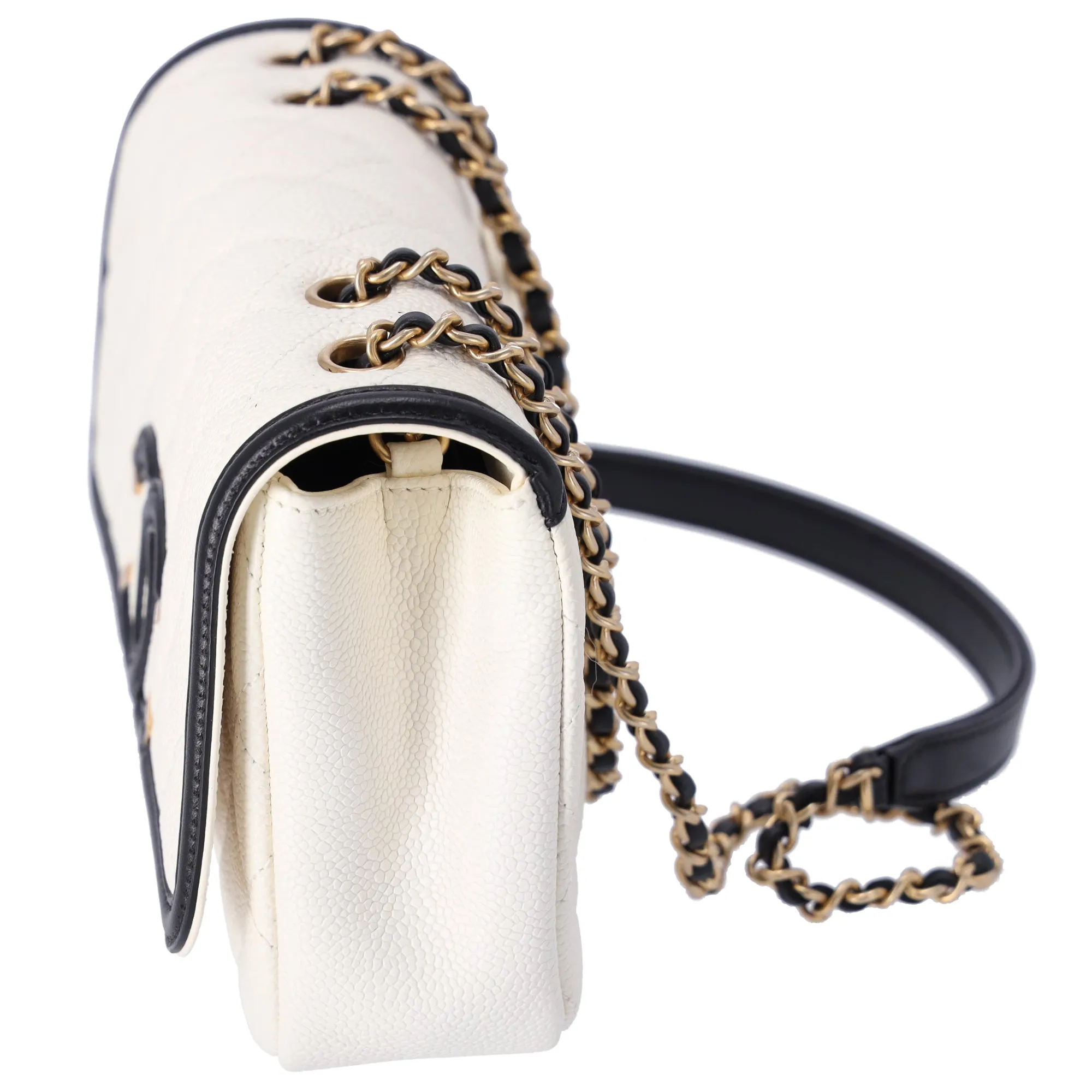CHANEL CC Filigree Matelasse Shoulder Bag A93340 Cream Black Calfskin sold by Gaby's Bags product image thumbnail 2