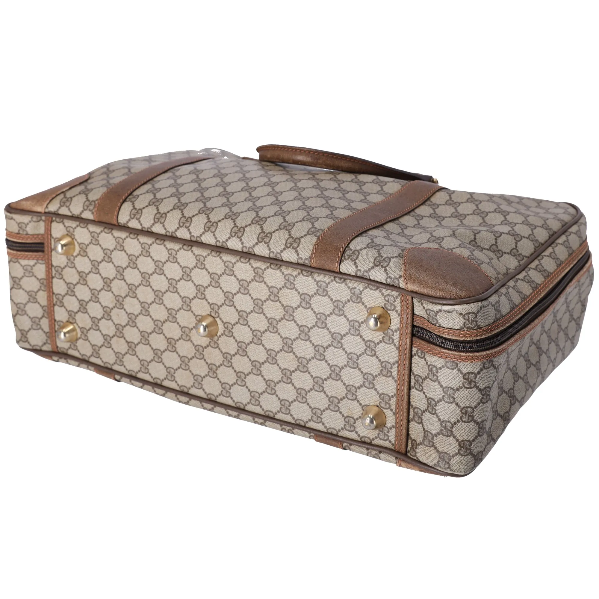 GUCCI GG Supreme Boston Bag Beige Dark Brown PVC Leather sold by Gaby's Bags product image thumbnail 5