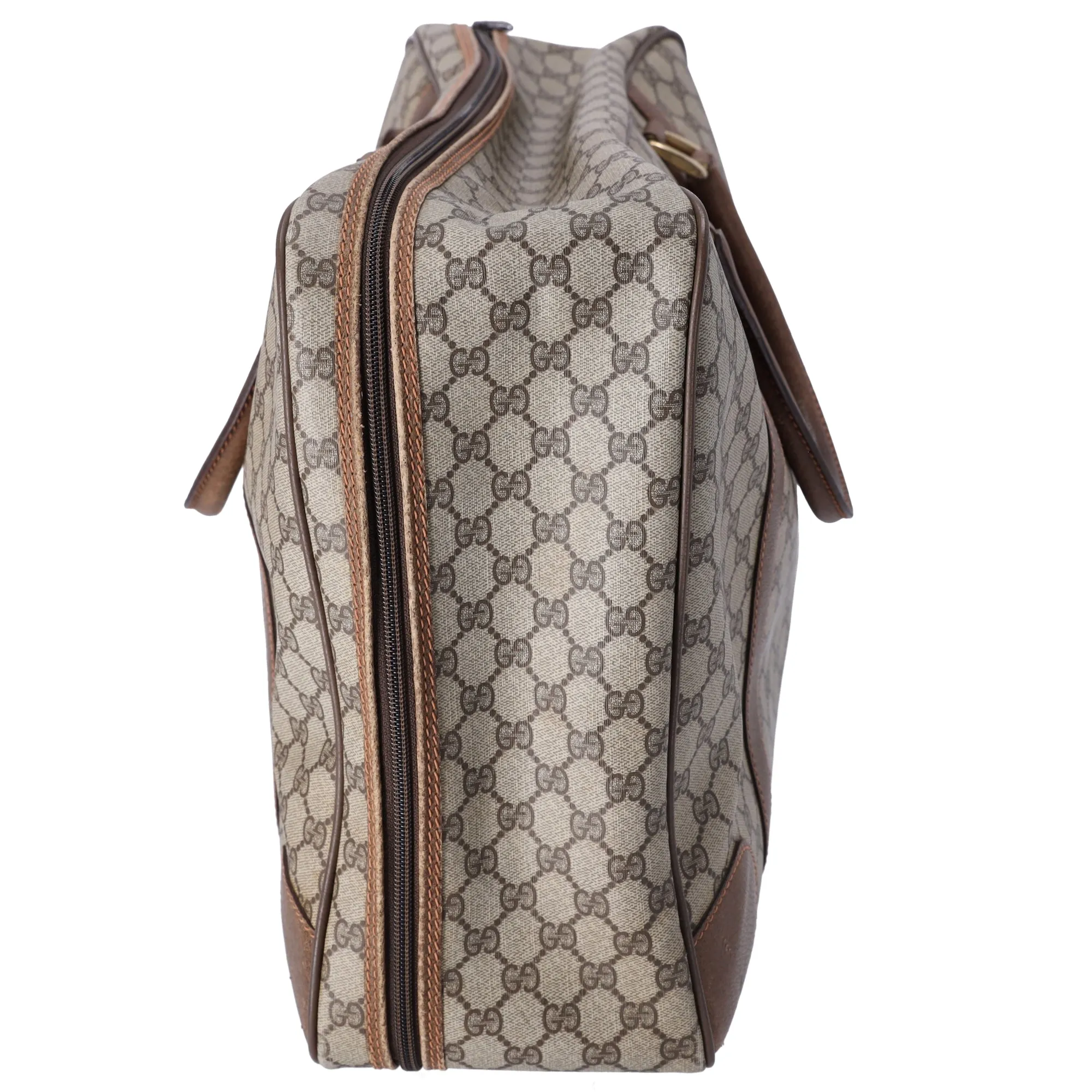 GUCCI GG Supreme Boston Bag Beige Dark Brown PVC Leather sold by Gaby's Bags product image thumbnail 2