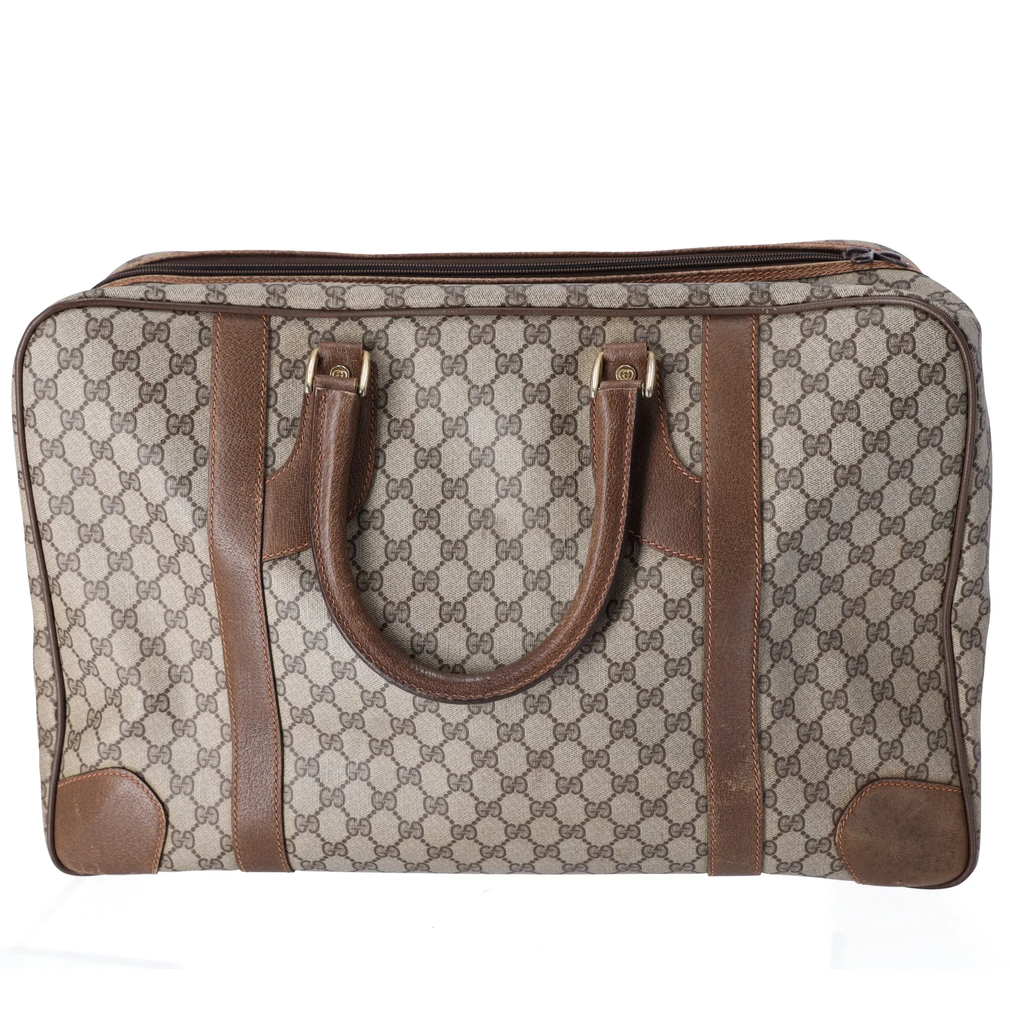 GUCCI GG Supreme Boston Bag Beige Dark Brown PVC Leather sold by Gaby's Bags product image thumbnail 3
