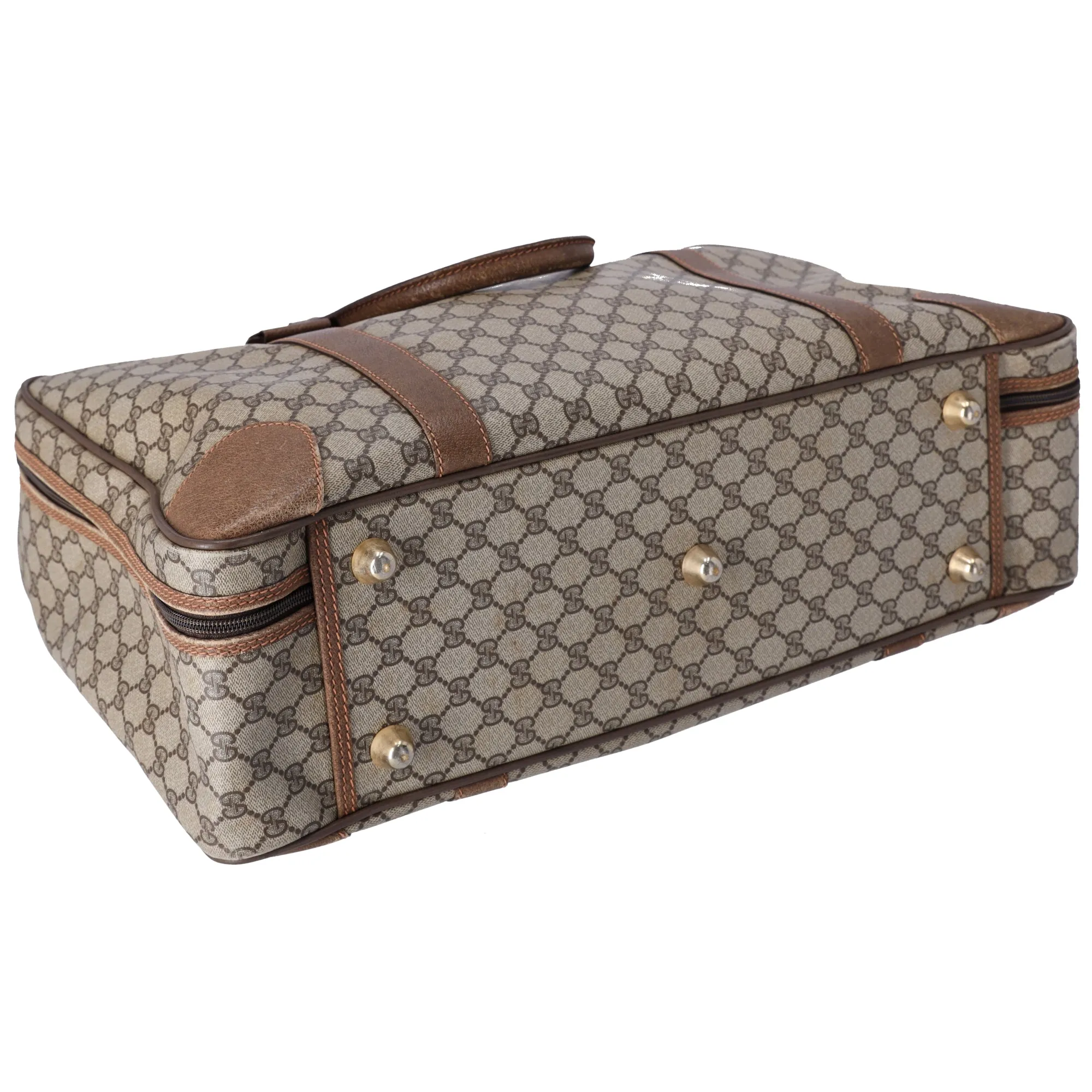 GUCCI GG Supreme Boston Bag Beige Dark Brown PVC Leather sold by Gaby's Bags product image thumbnail 4