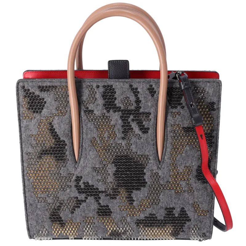 Christian Louboutin Paloma Medium Handbag Wool Gray Leather sold by Gaby's Bags
