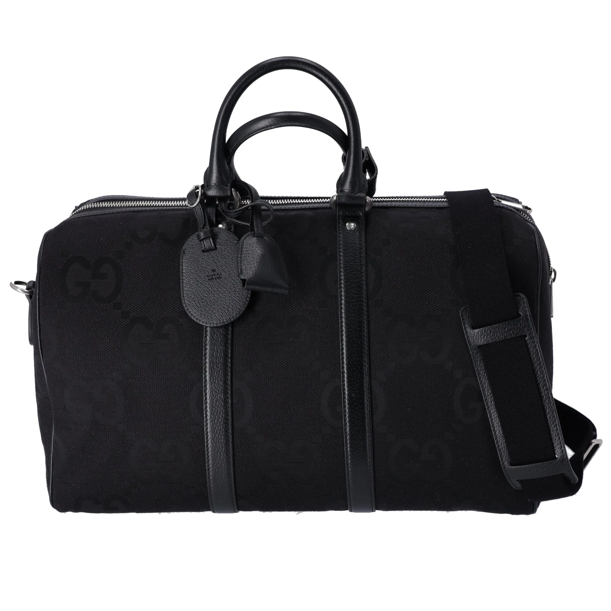 GUCCI Jumbo GG Duffle Boston Bag 739581 Black Jacquard Leather sold by Gaby's Bags