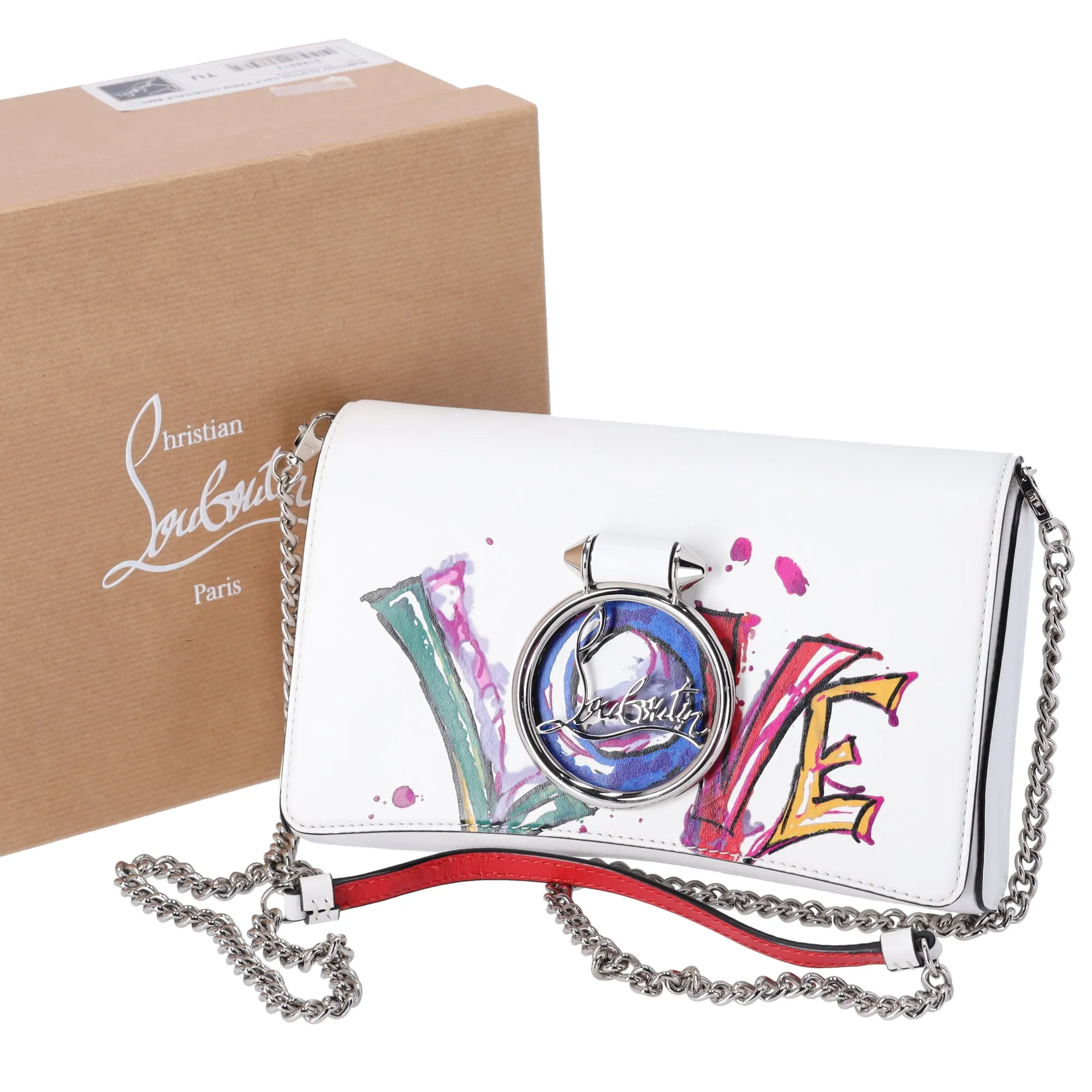 Christian Louboutin Rubylou Shoulder Bag White Leather Love sold by Gaby's Bags