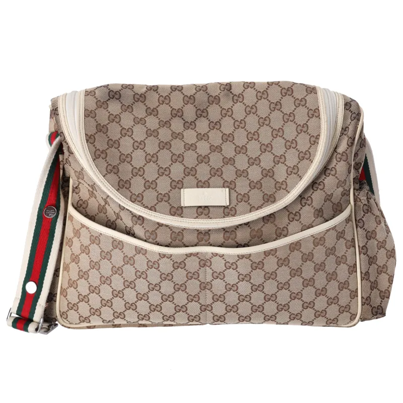 GUCCI GG Sherry Diaper Bag 123326 Beige Cream Multi Jacquard Leather sold by Gaby's Bags