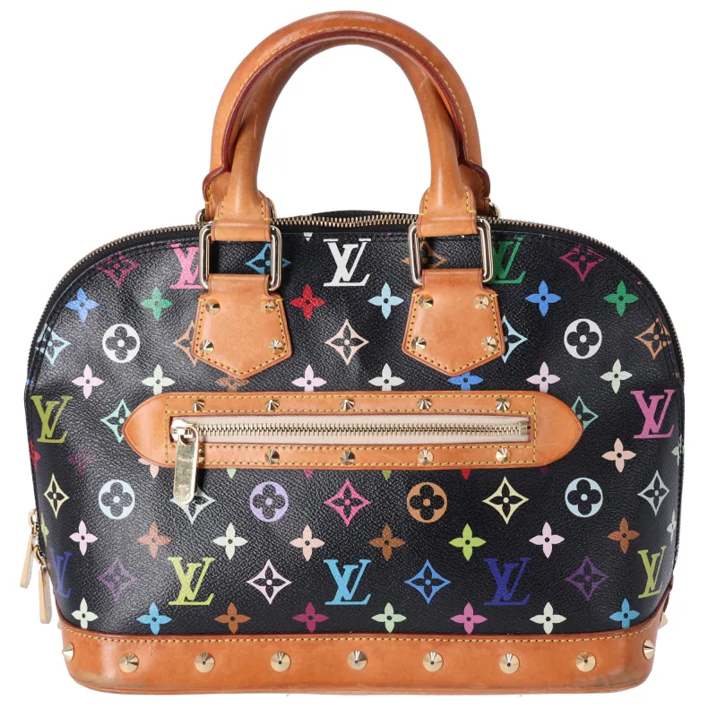 Louis Vuitton x Murakami Alma Monogram Multicolor Handbag Black sold by Gaby's Bags