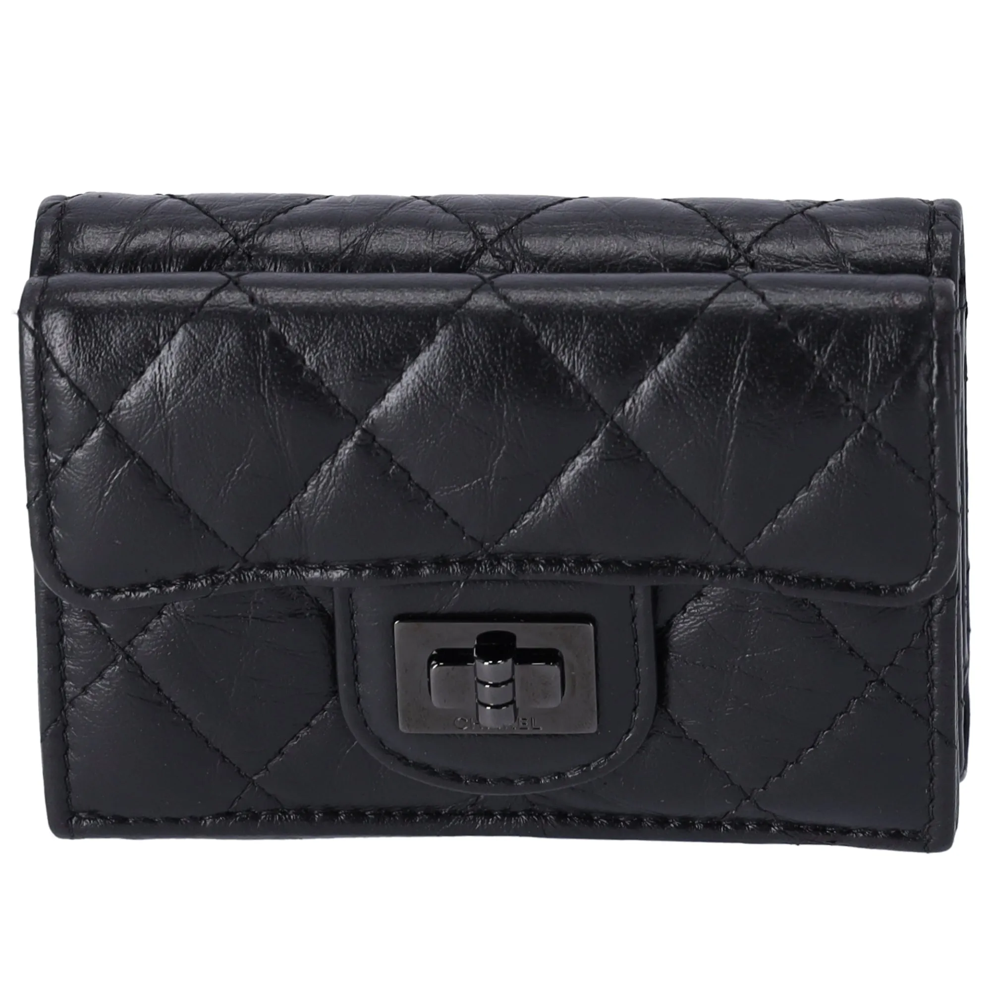 CHANEL 2.55 Reissue Trifold Wallet A70325 Black Vintage Calf Leather sold by Gaby's Bags product image thumbnail 2