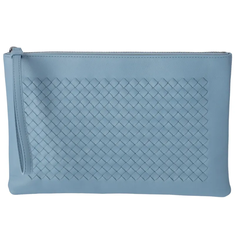 BOTTEGA VENETA Intrecciato Clutch Bag Light Blue Leather Pouch sold by Gaby's Bags