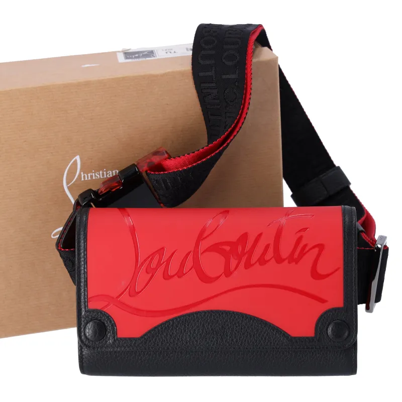 Christian Louboutin RubyClick Body Bag Bum Bag 1205151 Black Red Leather made by Christian Louboutin