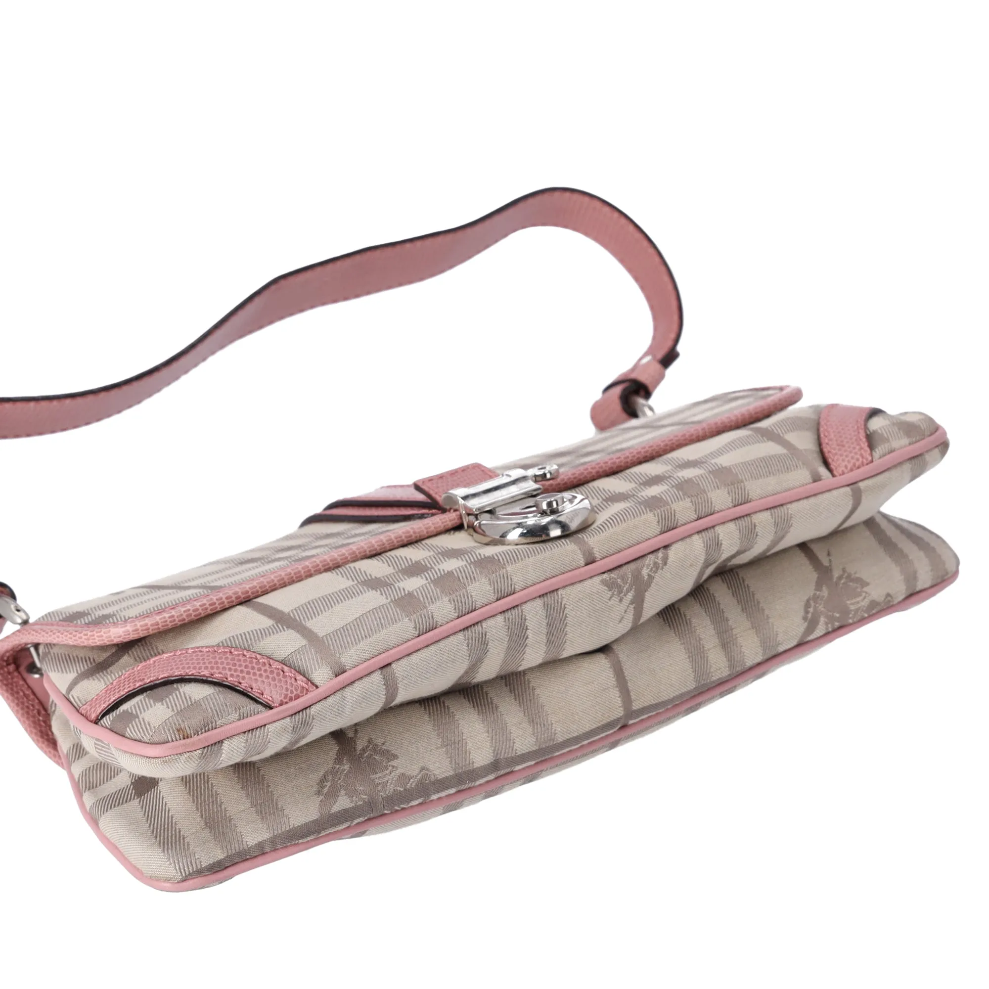 Burberry Small Shoulder Bag Beige Pink Jacquard Leather sold by Gaby's Bags product image thumbnail 4