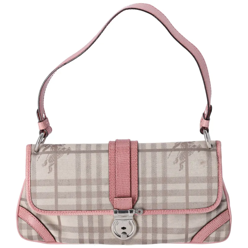 Burberry Small Shoulder Bag Beige Pink Jacquard Leather sold by Gaby's Bags