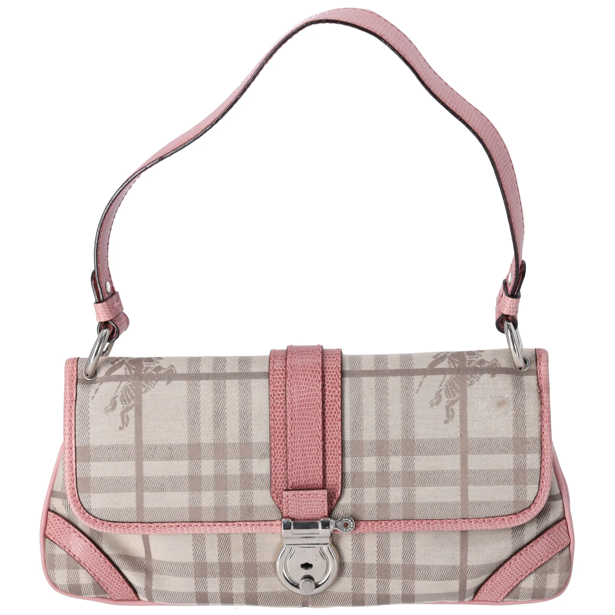 Burberry Small Shoulder Bag Beige Pink Jacquard Leather sold by Gaby's Bags