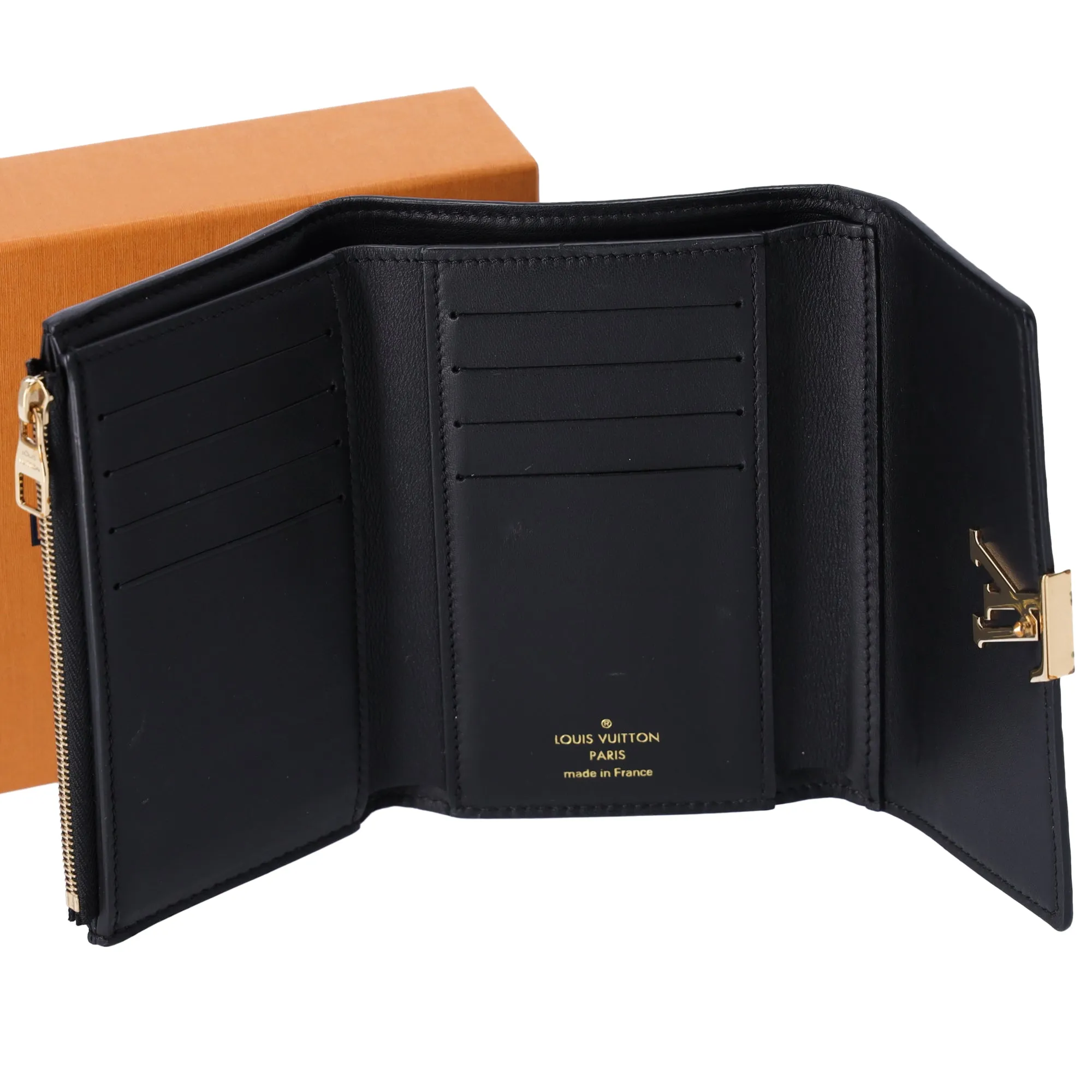 Louis Vuitton Capucines Compact Trifold Wallet Taurillon Perforated Black sold by Gaby's Bags product image thumbnail 3