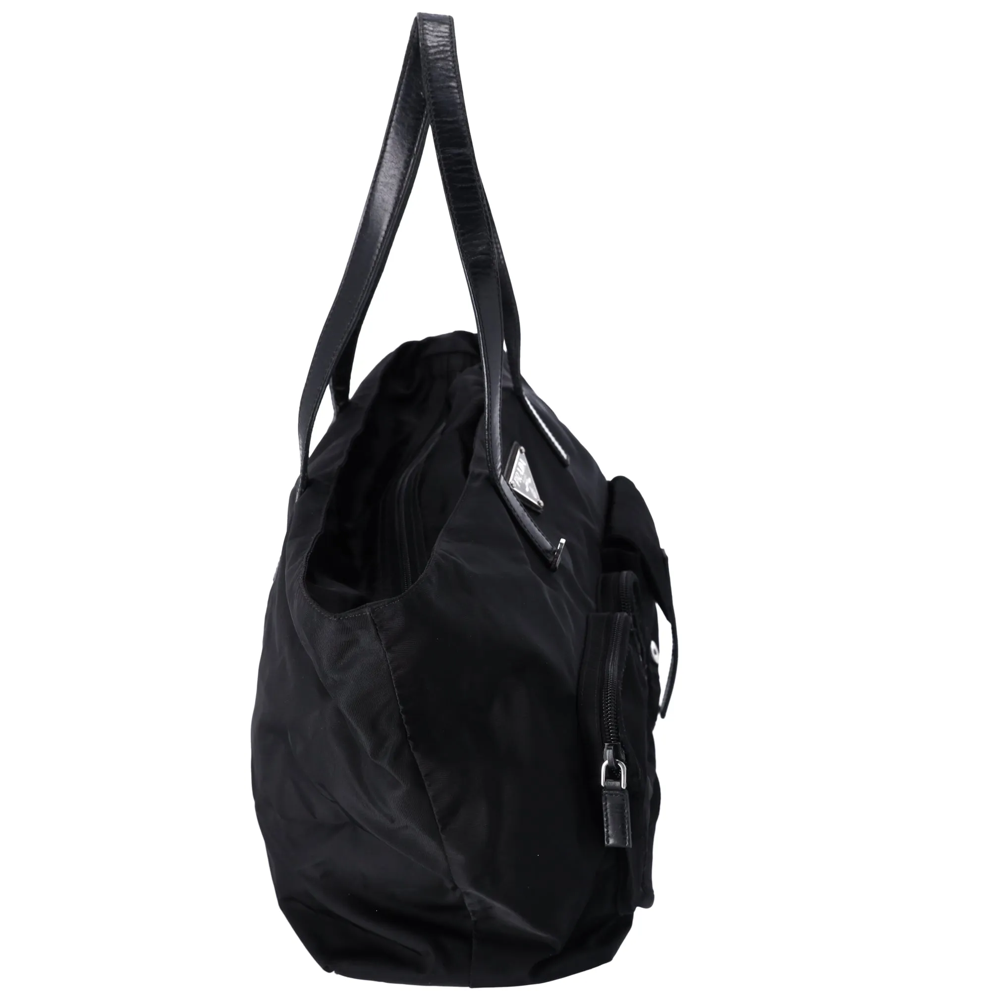 PRADA Triangle Logo Nylon Tote Black Leather sold by Gaby's Bags product image thumbnail 3