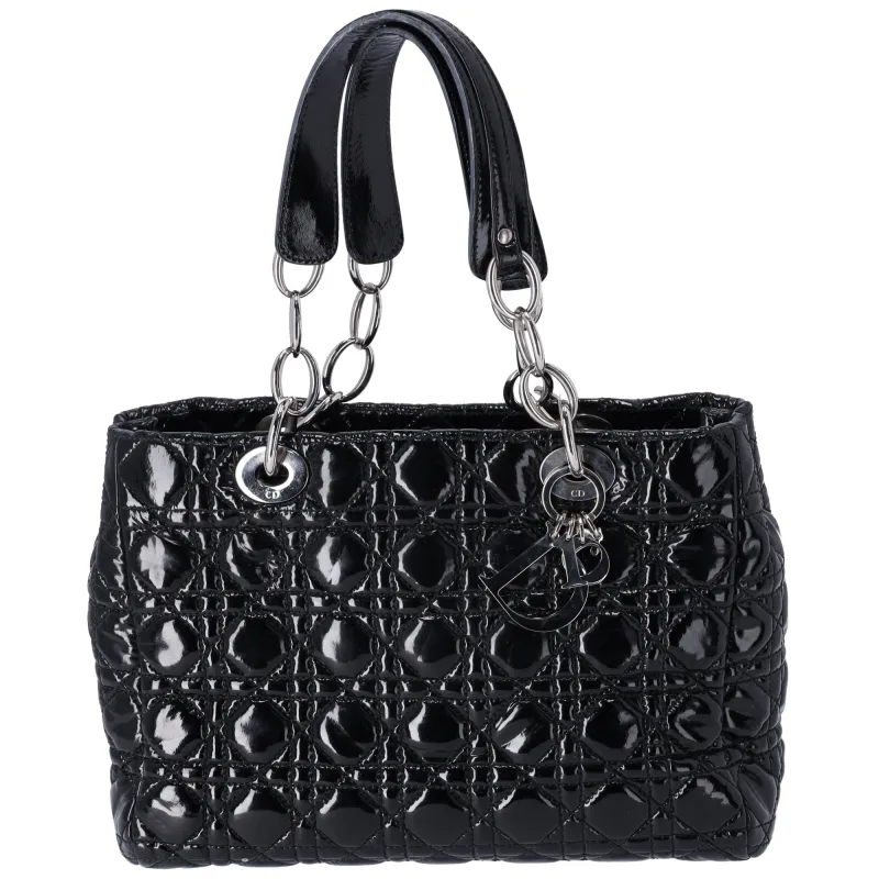 Christian Dior Lady Dior Shopping Tote Black Patent Leather sold by Gaby's Bags