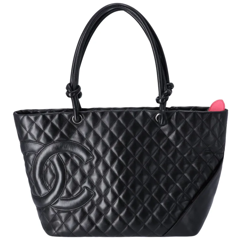 CHANEL Cambon Line Large Tote Bag Black Lambskin sold by Gaby's Bags