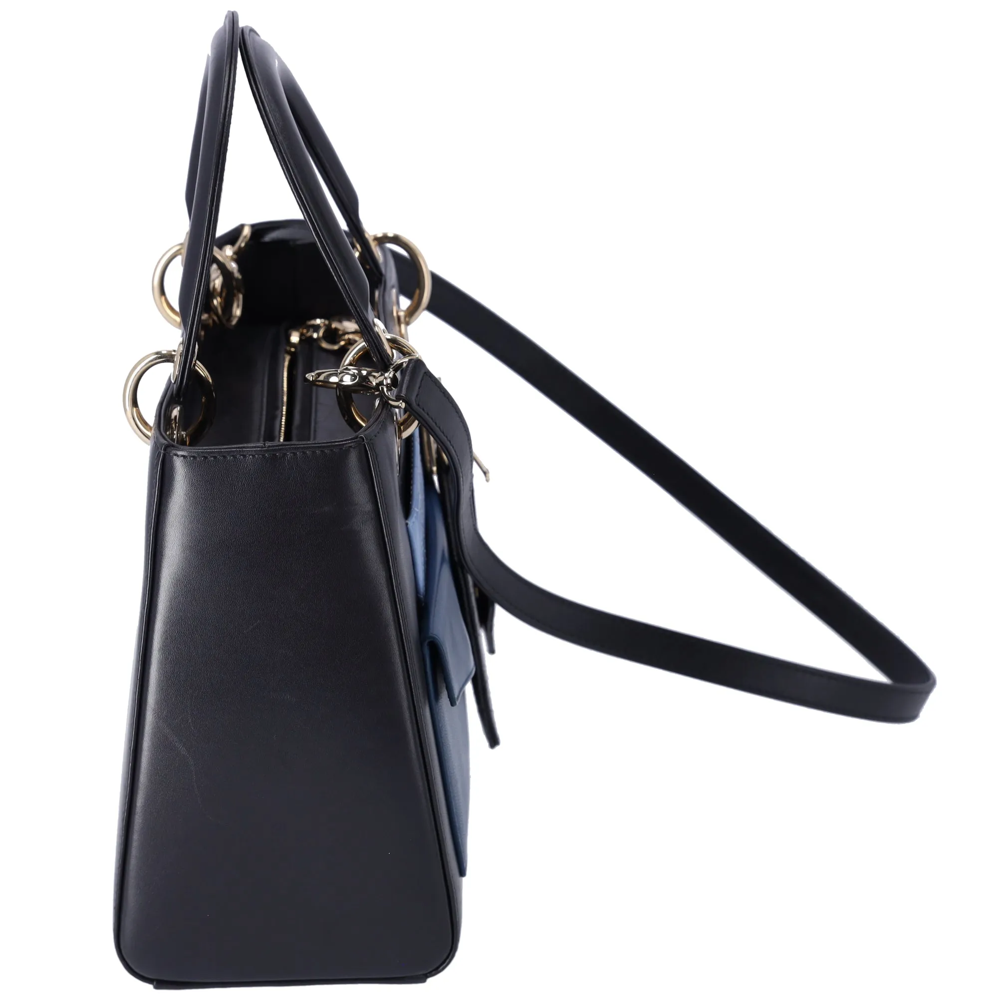 Christian Dior Lady Dior Medium Bag Handbag Black Blue Calf Skin sold by Gaby's Bags product image thumbnail 4