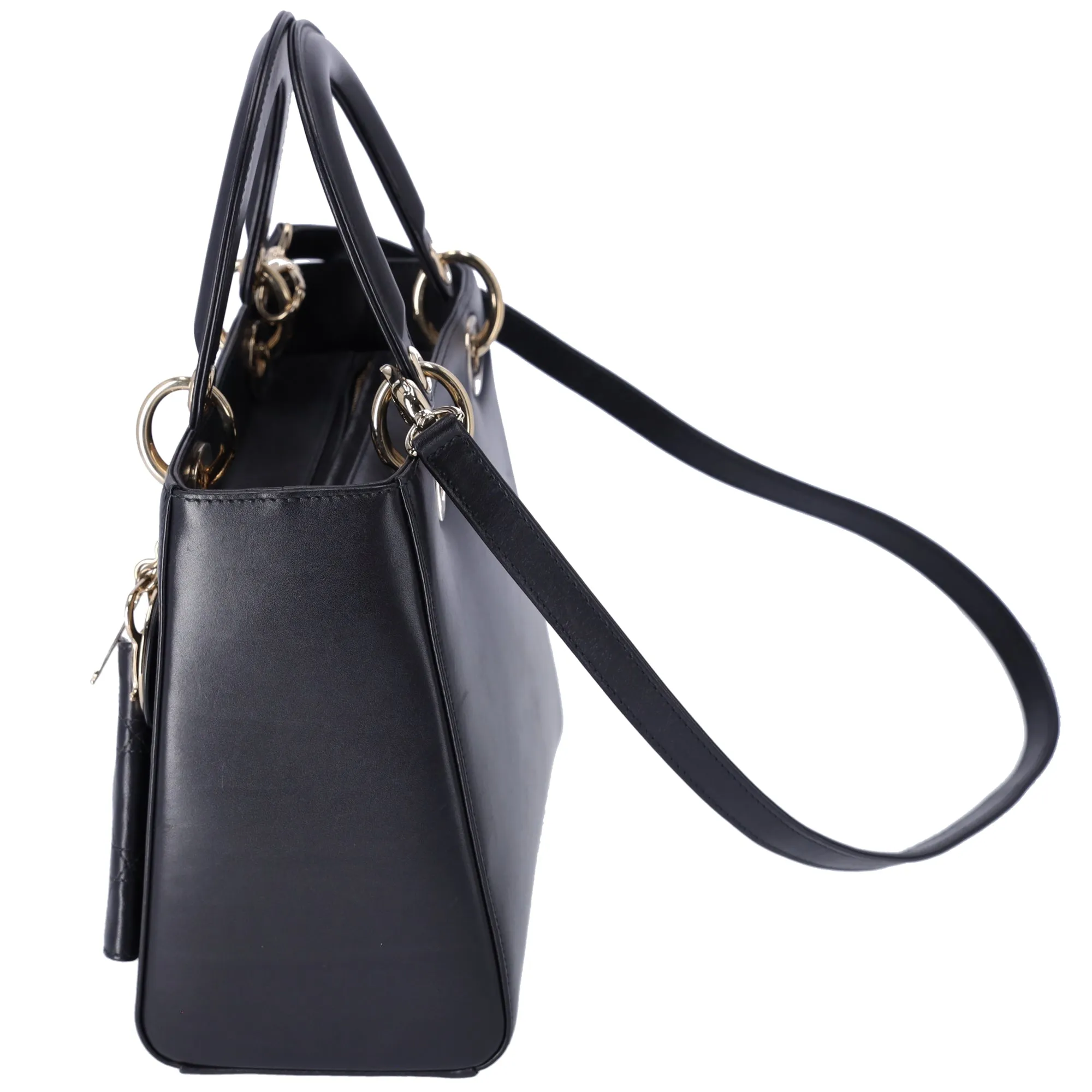 Christian Dior Lady Dior Medium Bag Handbag Black Blue Calf Skin sold by Gaby's Bags product image thumbnail 2