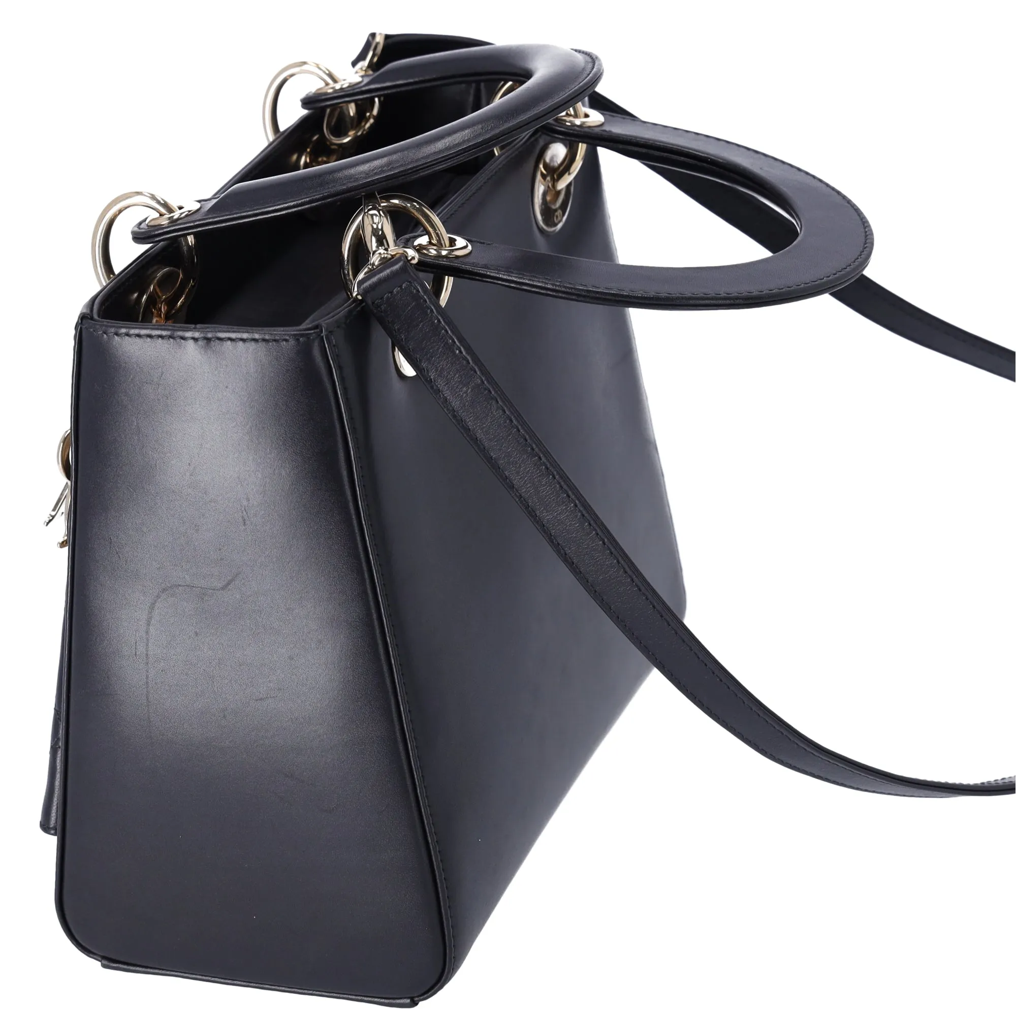 Christian Dior Lady Dior Medium Bag Handbag Black Blue Calf Skin sold by Gaby's Bags product image thumbnail 3