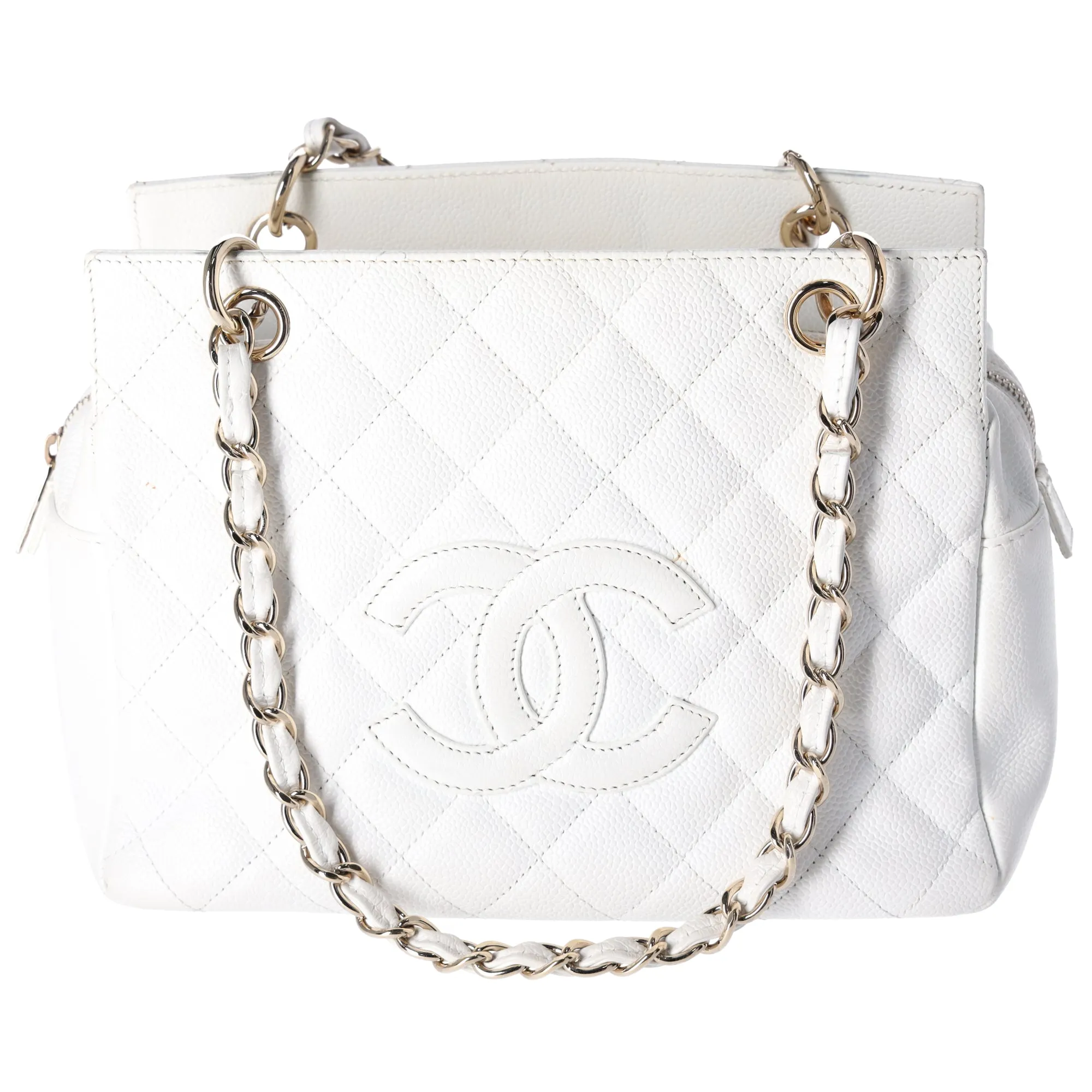 Chanel Caviar Quilted Petite Timeless Tote White Leather sold by Gaby's Bags