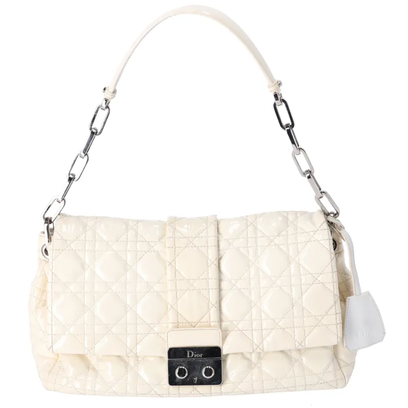 Christian Dior New Lock Shoulder Bag M9803 Cream Patent Leather sold by Gaby's Bags