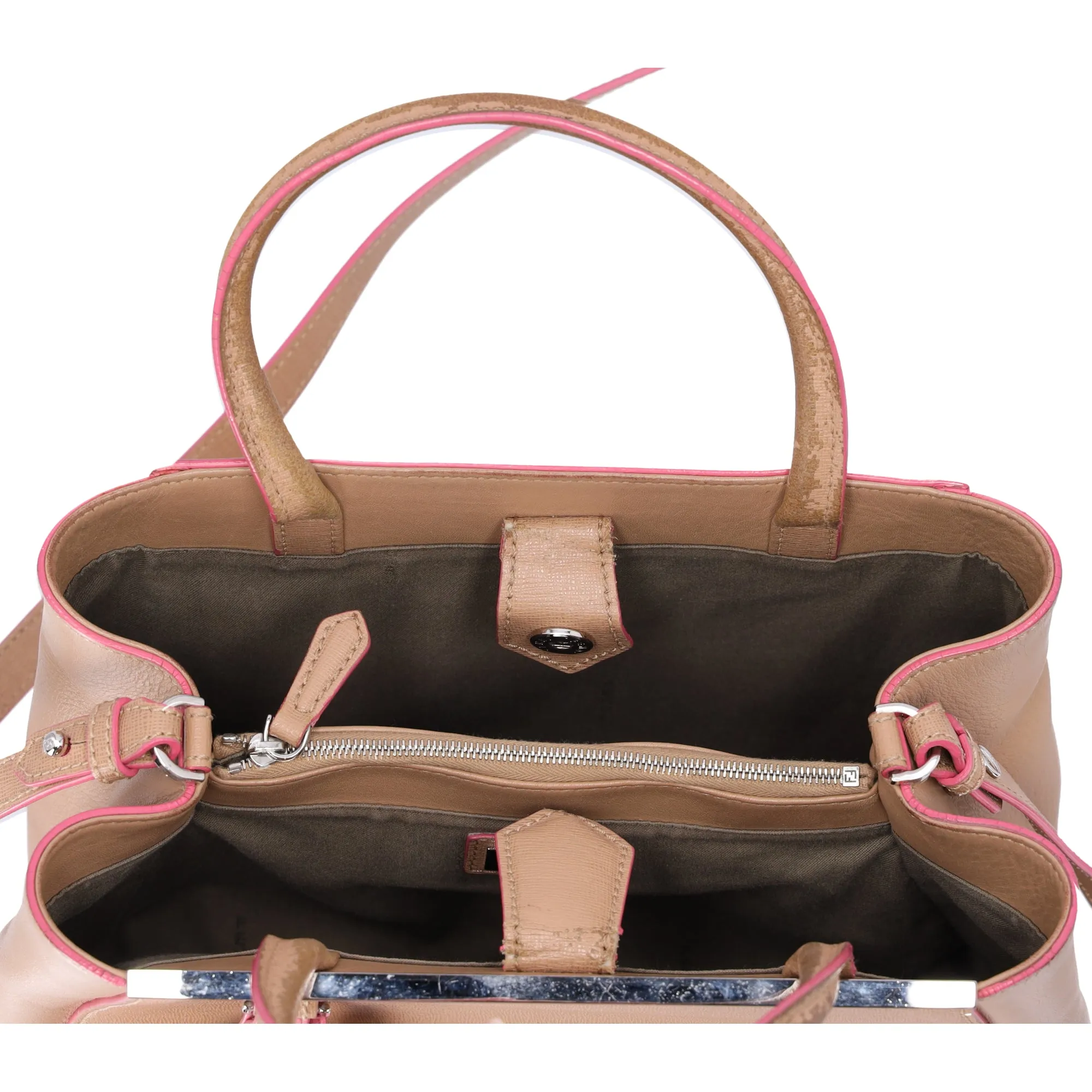 FENDI Petit 2 Jours Handbag 8BH253 Beige Pink Leather sold by Gaby's Bags product image thumbnail 5