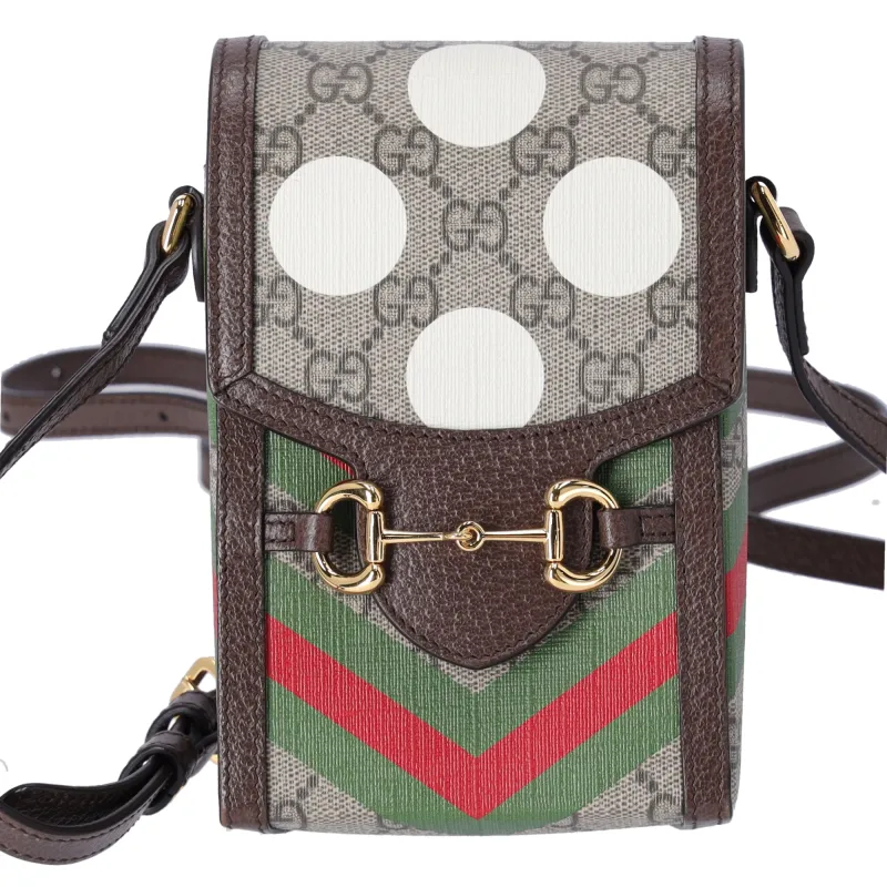 GUCCI Horsebit Phone Crossbody GG Supreme Shoulder Bag 625615 Dots sold by Gaby's Bags