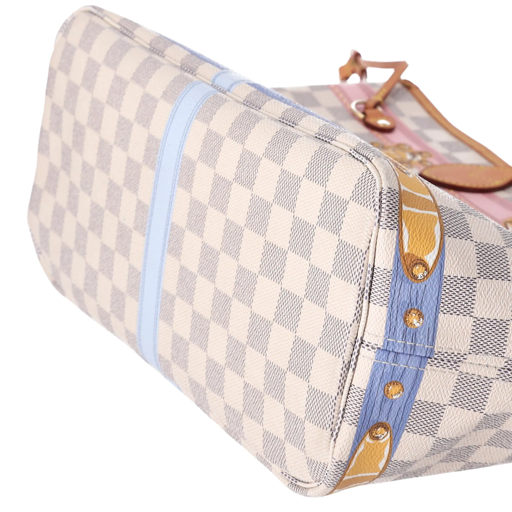 Louis Vuitton Neverfull MM Summer Truck Tote Bag N41065 Azur Damier Canvas sold by Gaby's Bags product image thumbnail 5
