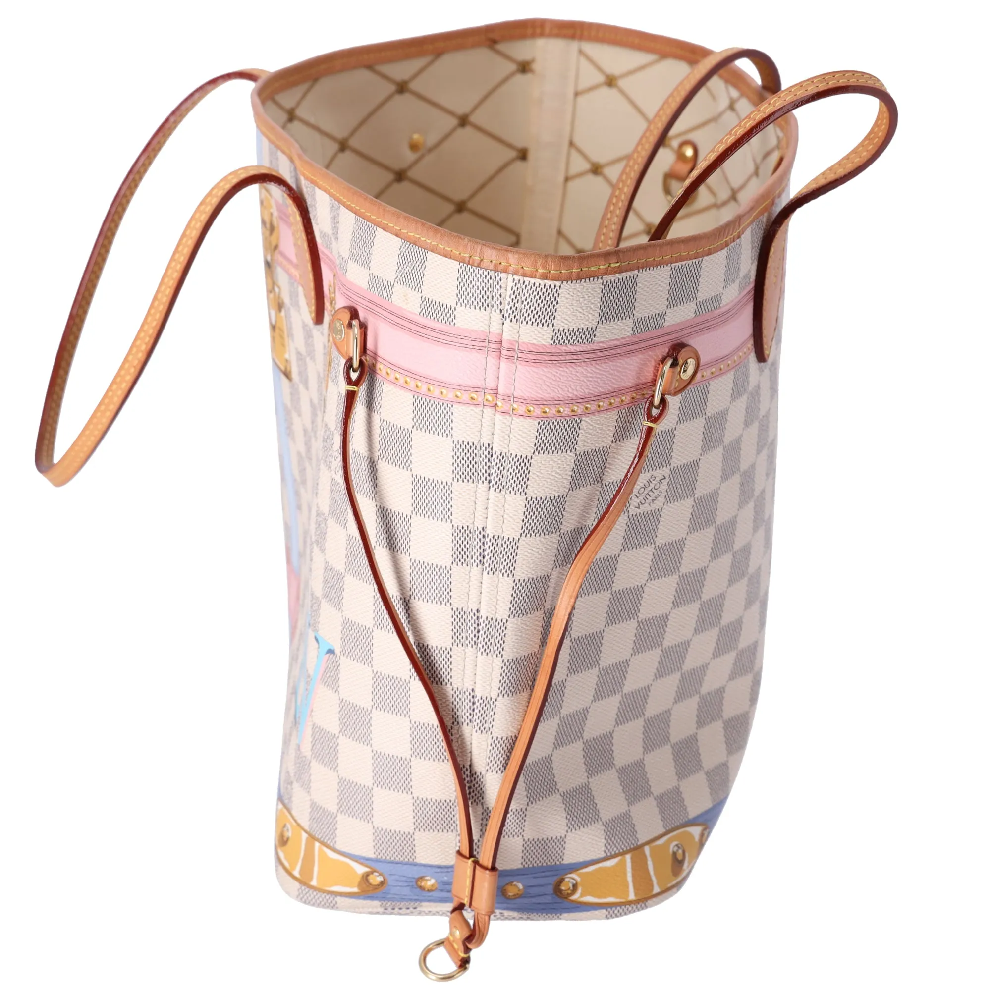 Louis Vuitton Neverfull MM Summer Truck Tote Bag N41065 Azur Damier Canvas sold by Gaby's Bags product image thumbnail 3