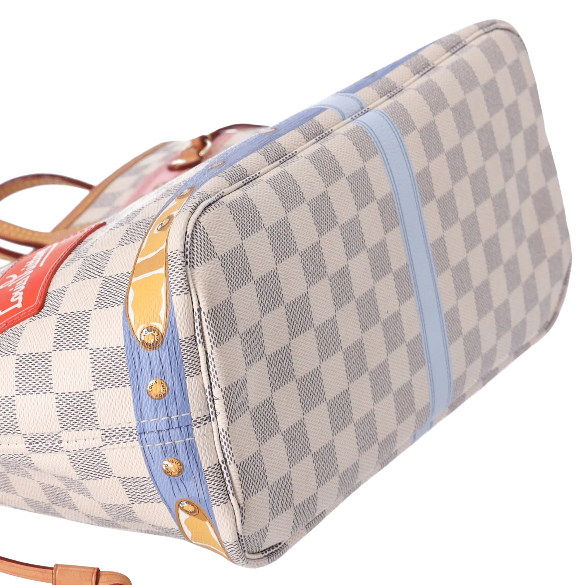 Louis Vuitton Neverfull MM Summer Truck Tote Bag N41065 Azur Damier Canvas sold by Gaby's Bags product image thumbnail 4