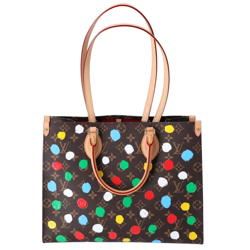 Louis Vuitton x Yayoi Kusama Onthego MM Tote Brown Monogram Polka Dots sold by Gaby's Bags
