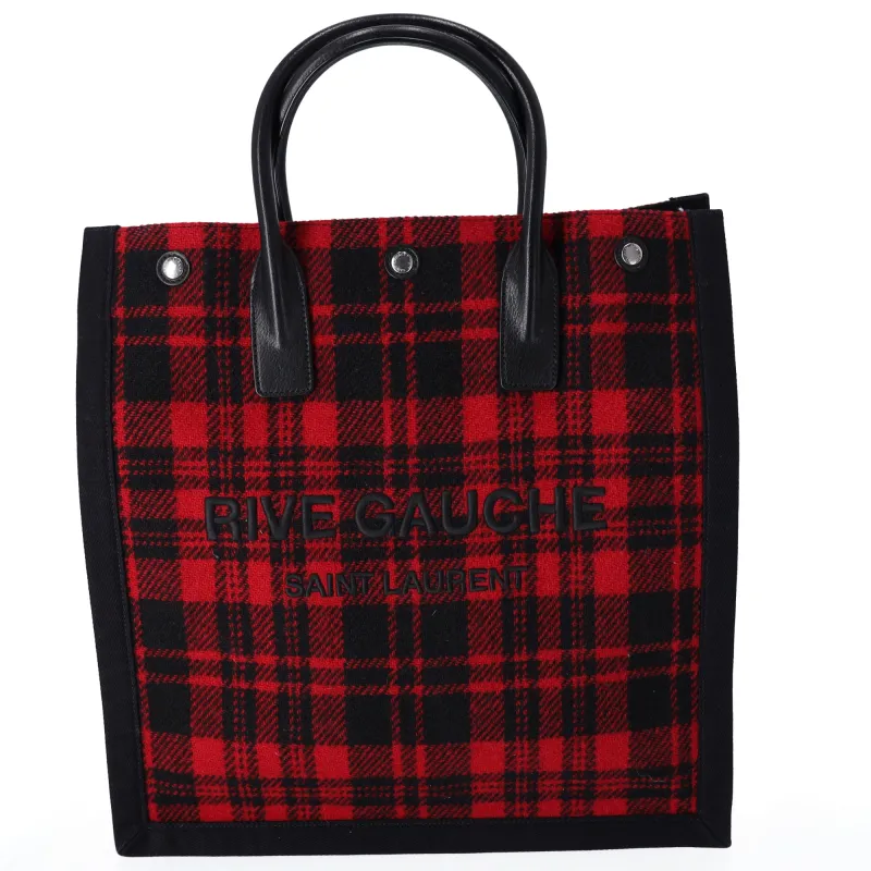 SAINT LAURENT PARIS NS Rive Gauche Tote Bag 632539 Black Red Wool sold by Gaby's Bags