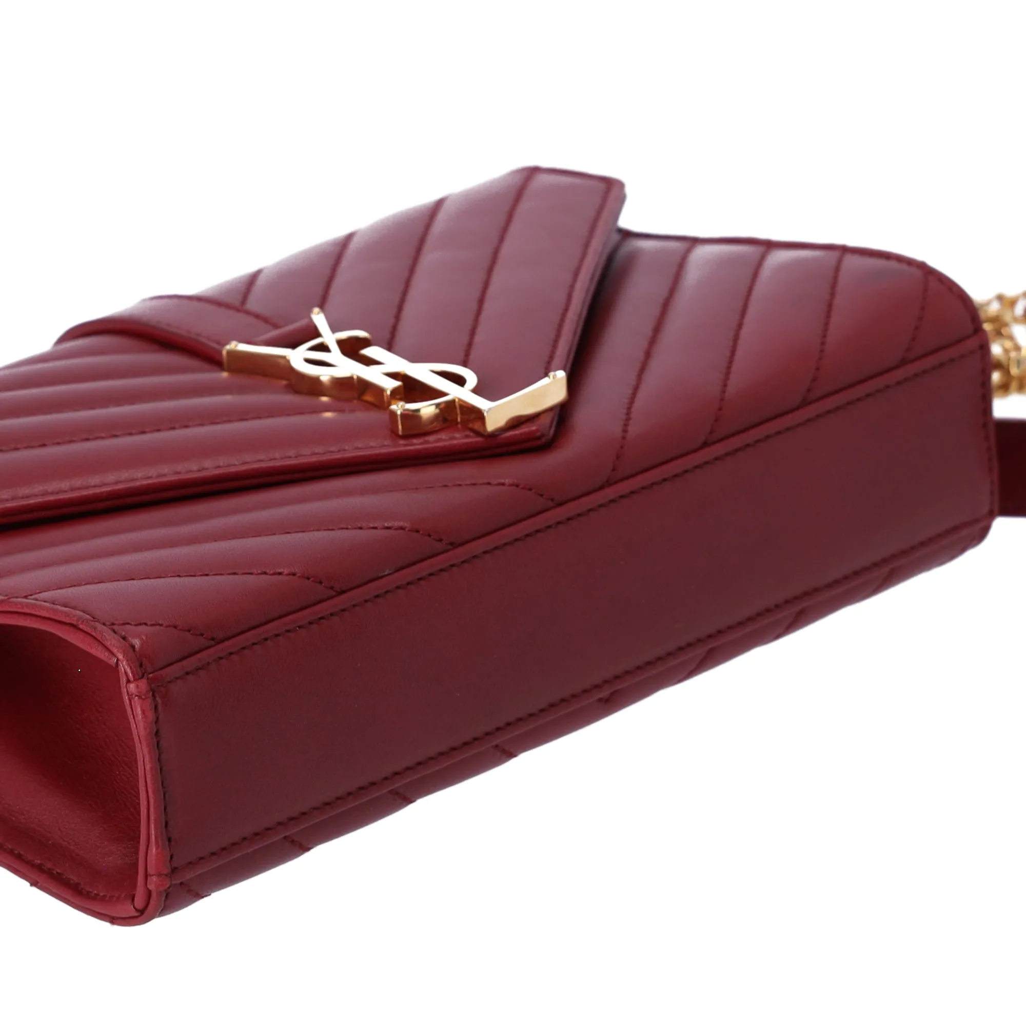 Saint Laurent Lambskin Matelasse Chevron Small Shoulder Bag Bordeaux sold by Gaby's Bags product image thumbnail 4