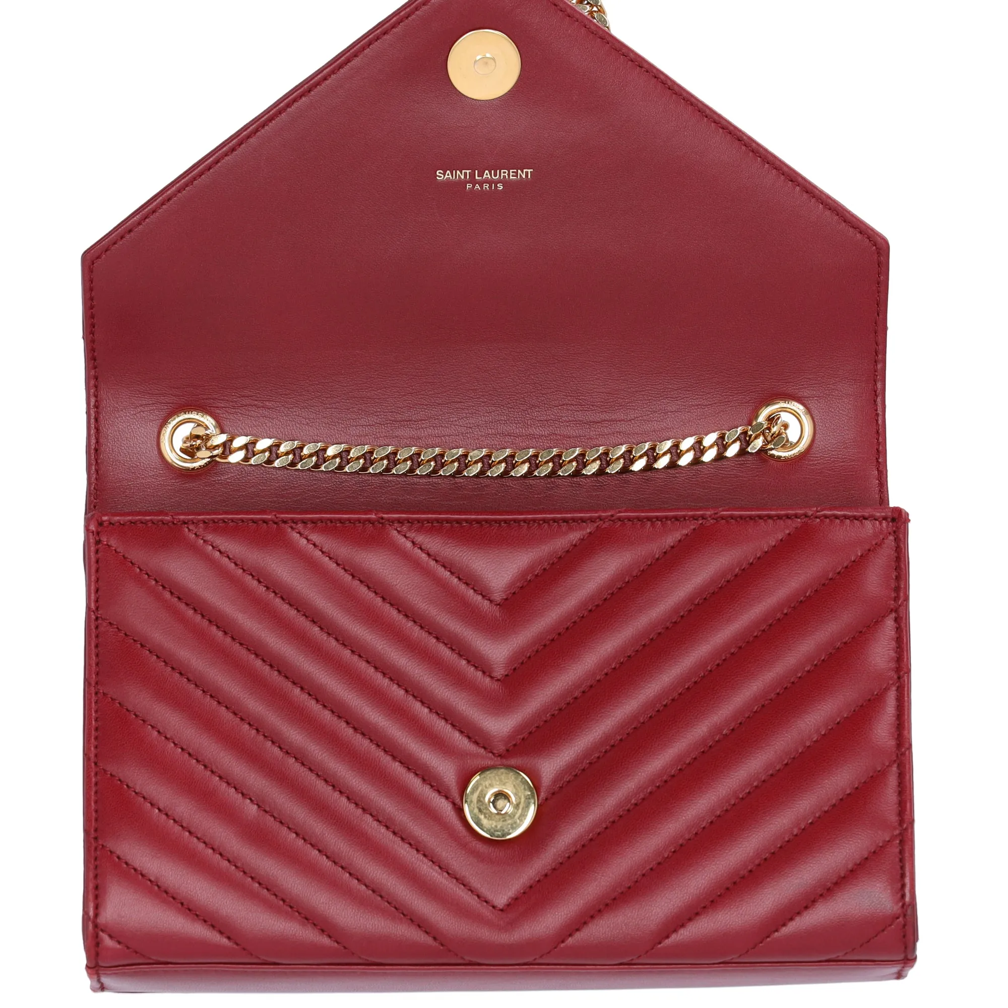 Saint Laurent Lambskin Matelasse Chevron Small Shoulder Bag Bordeaux sold by Gaby's Bags product image thumbnail 5