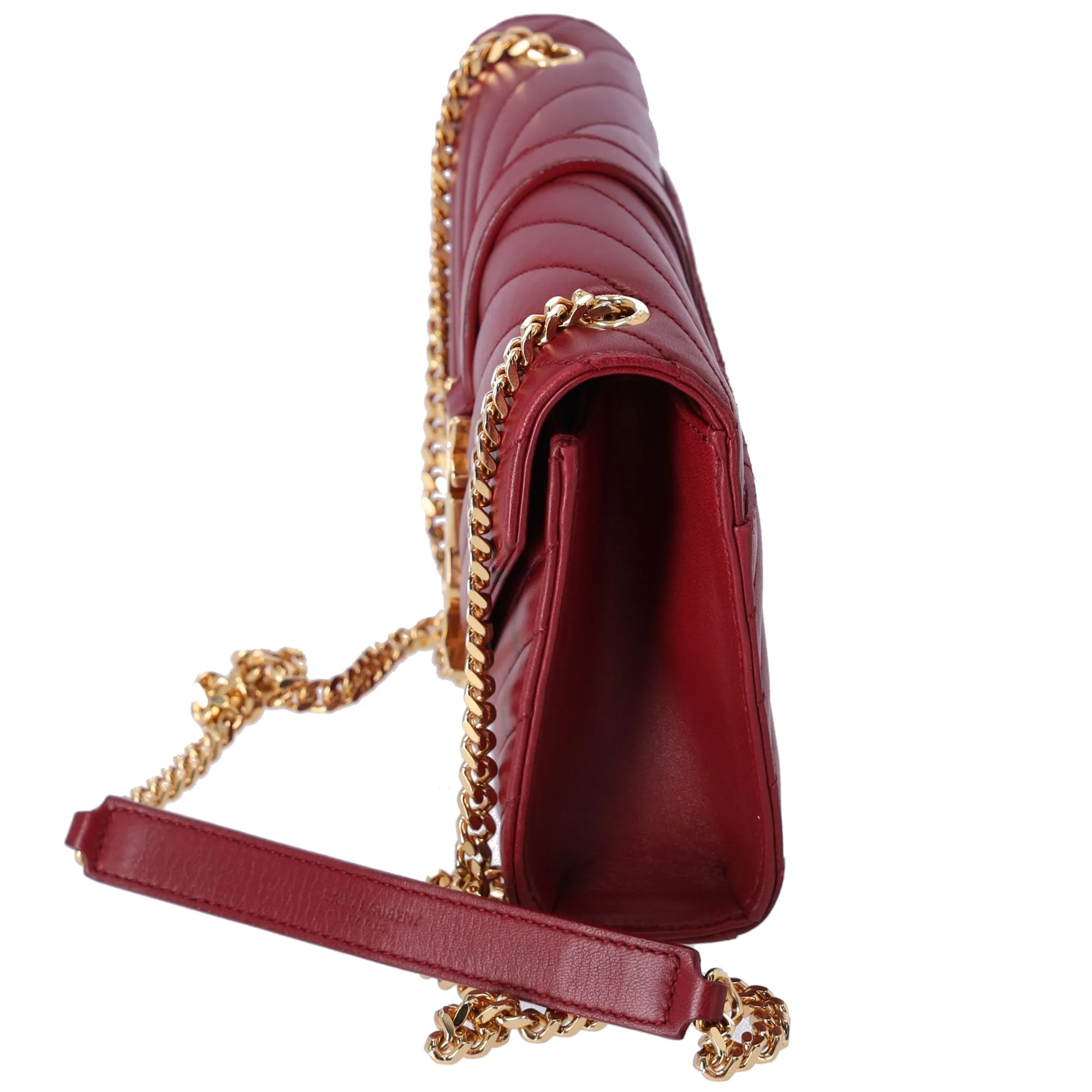 Saint Laurent Lambskin Matelasse Chevron Small Shoulder Bag Bordeaux sold by Gaby's Bags product image thumbnail 2