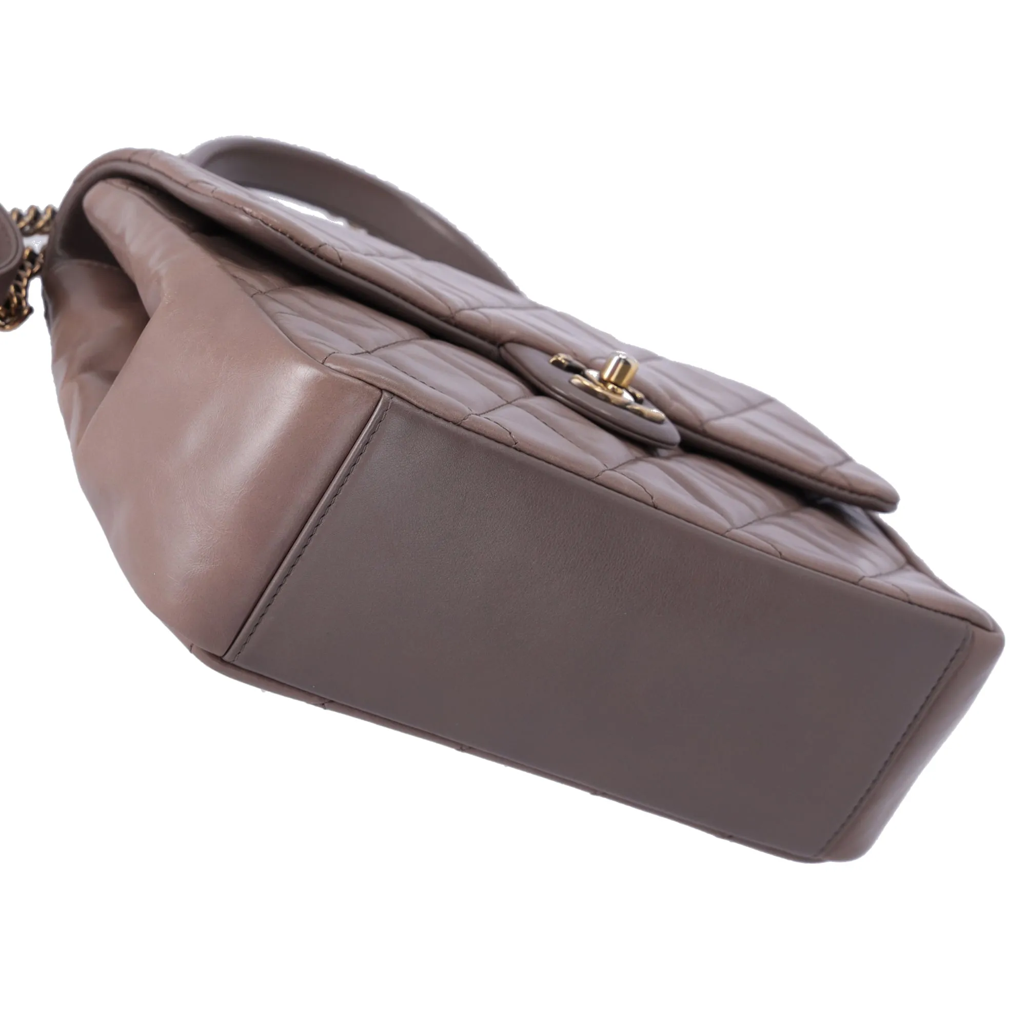 CHANEL Glazed Calfskin Quilted Medium Top Handle Flap Bag Dark Gray sold by Gaby's Bags product image thumbnail 4