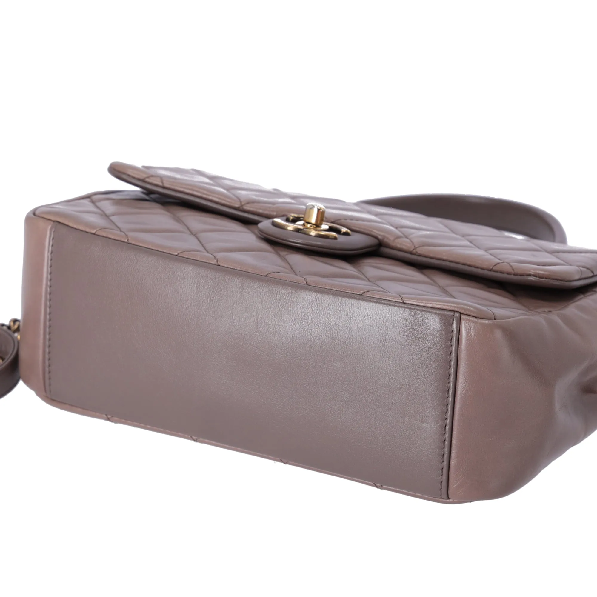 CHANEL Glazed Calfskin Quilted Medium Top Handle Flap Bag Dark Gray sold by Gaby's Bags product image thumbnail 5