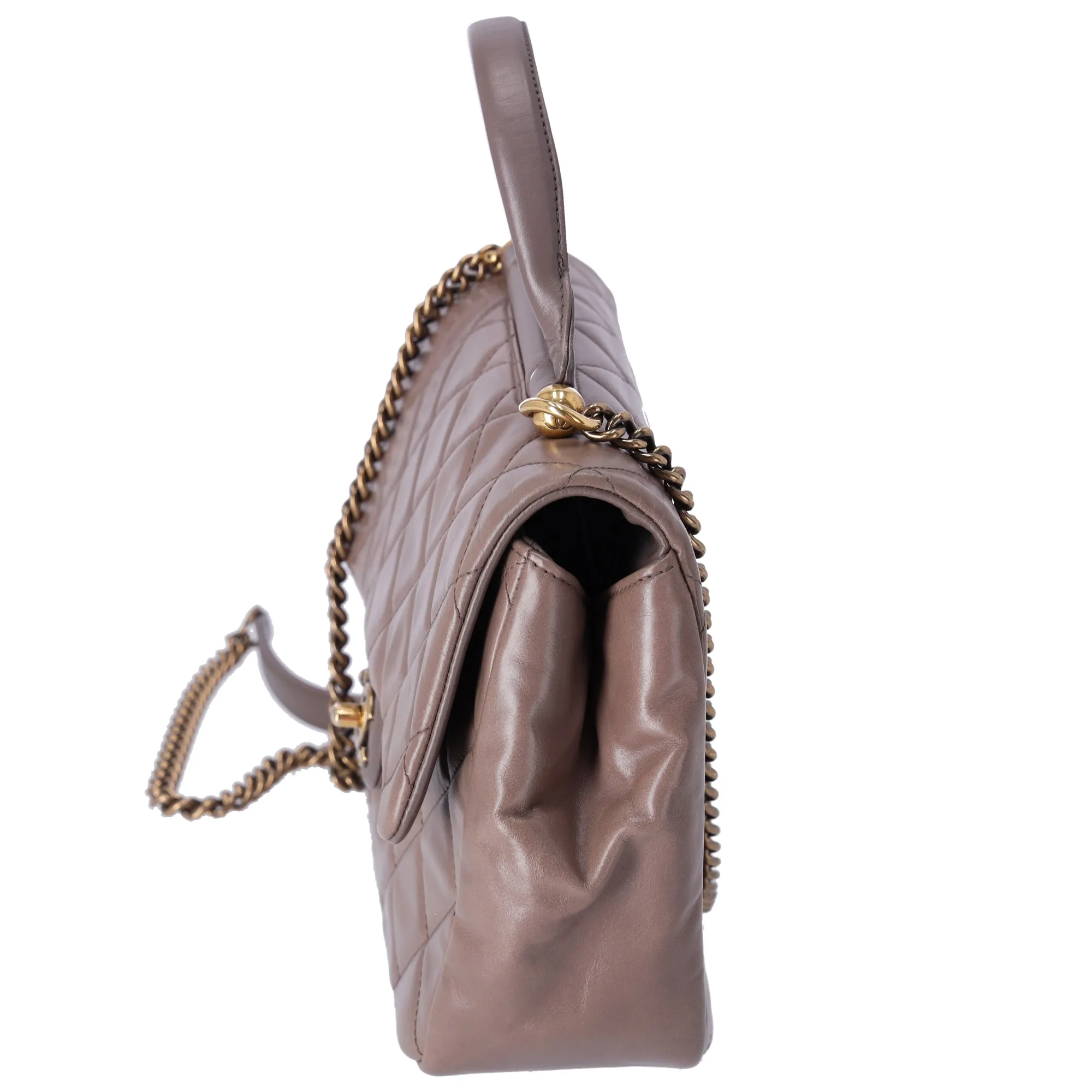 CHANEL Glazed Calfskin Quilted Medium Top Handle Flap Bag Dark Gray sold by Gaby's Bags product image thumbnail 2