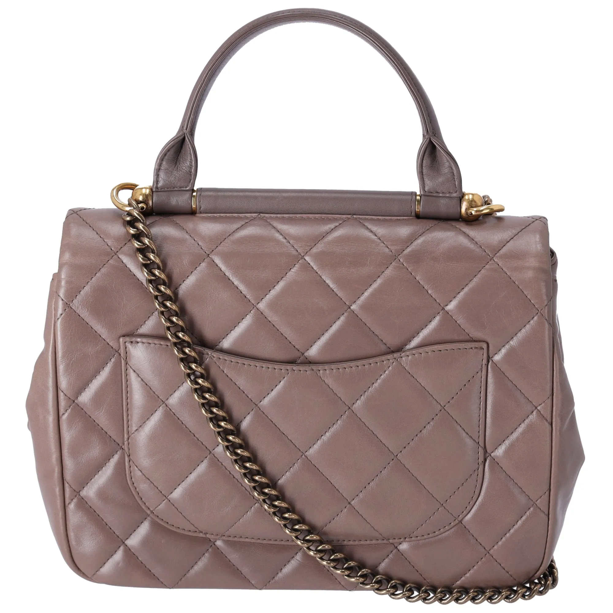 CHANEL Glazed Calfskin Quilted Medium Top Handle Flap Bag Dark Gray sold by Gaby's Bags product image thumbnail 3