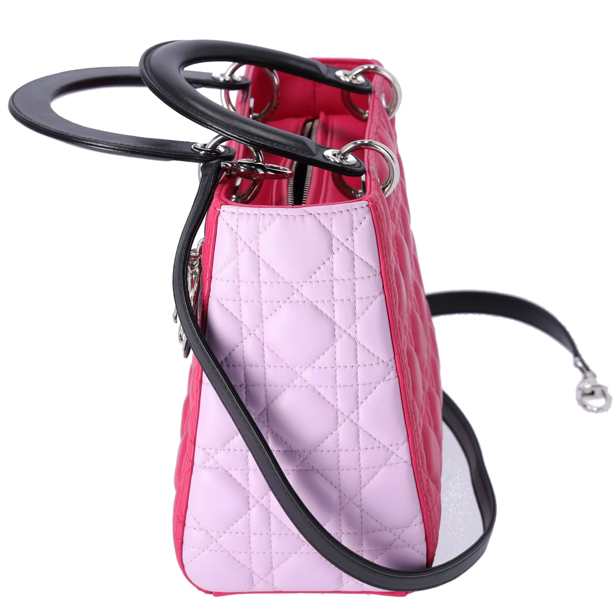 Christian Dior Lady Dior Medium Bag Handbag Pink Light Pink Black Lambskin sold by Gaby's Bags product image thumbnail 3