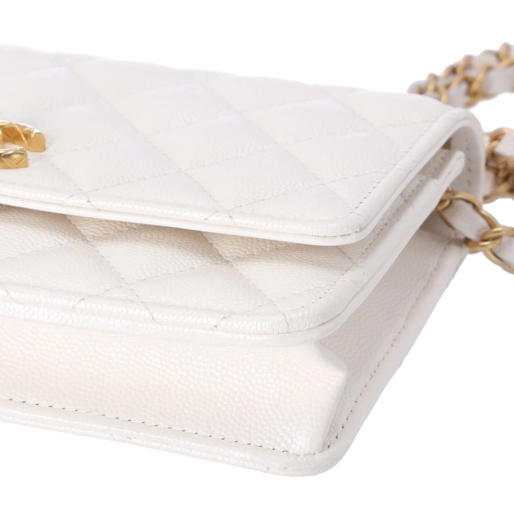 CHANEL Fit For You Wallet On Chain WOC Pearly Caviar Quilted Iridescent White sold by Gaby's Bags product image thumbnail 4