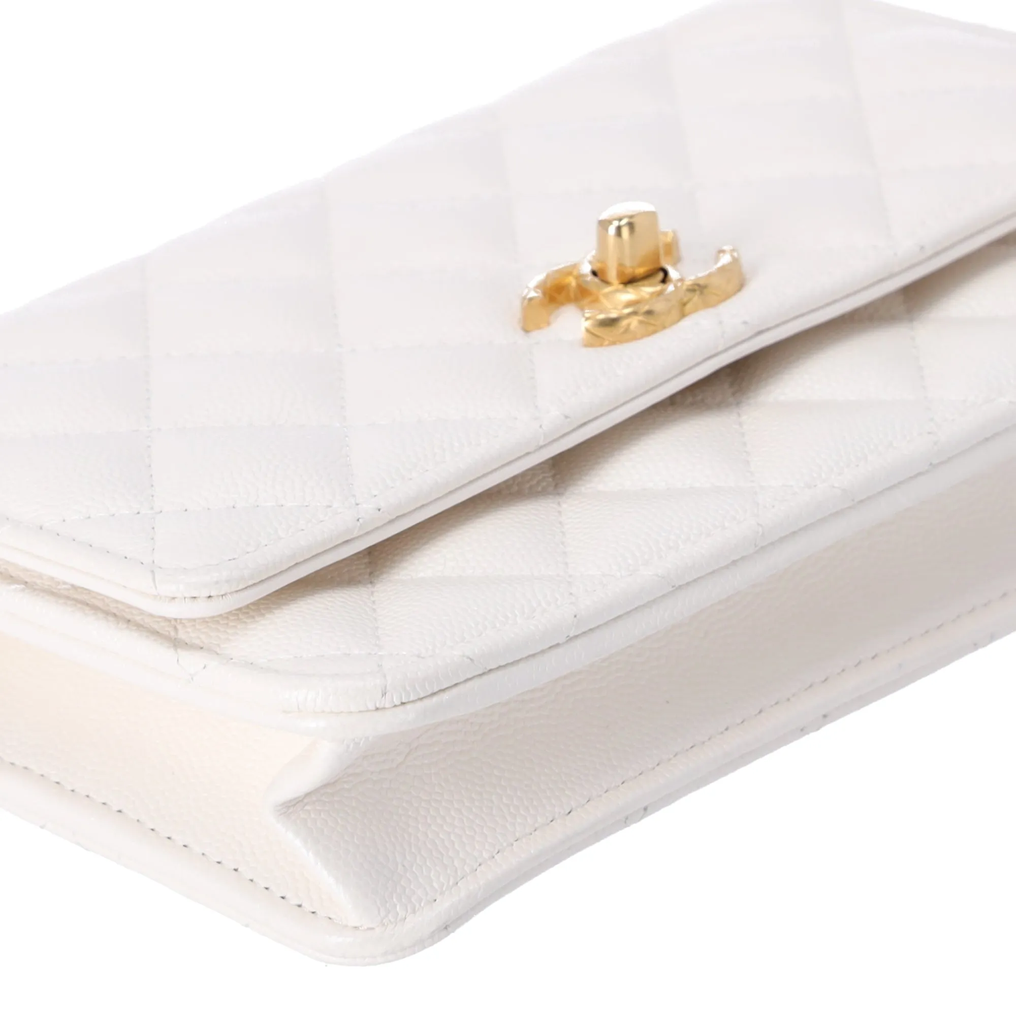 CHANEL Fit For You Wallet On Chain WOC Pearly Caviar Quilted Iridescent White sold by Gaby's Bags product image thumbnail 5