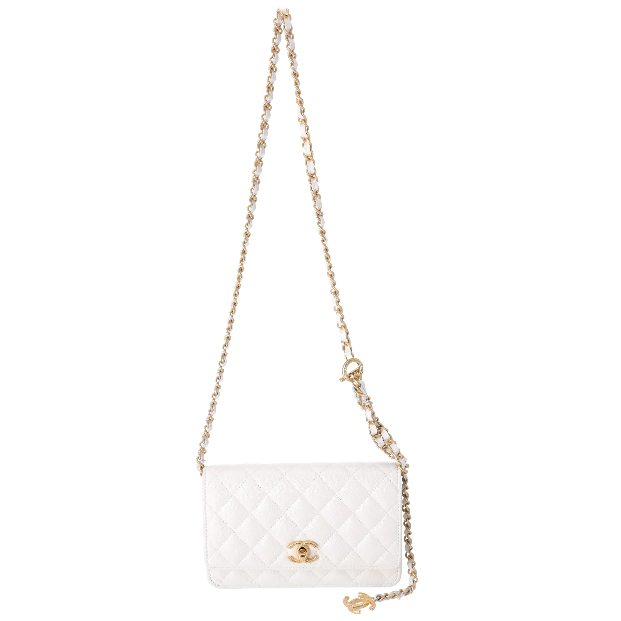 CHANEL Fit For You Wallet On Chain WOC Pearly Caviar Quilted Iridescent White sold by Gaby's Bags product image thumbnail 2
