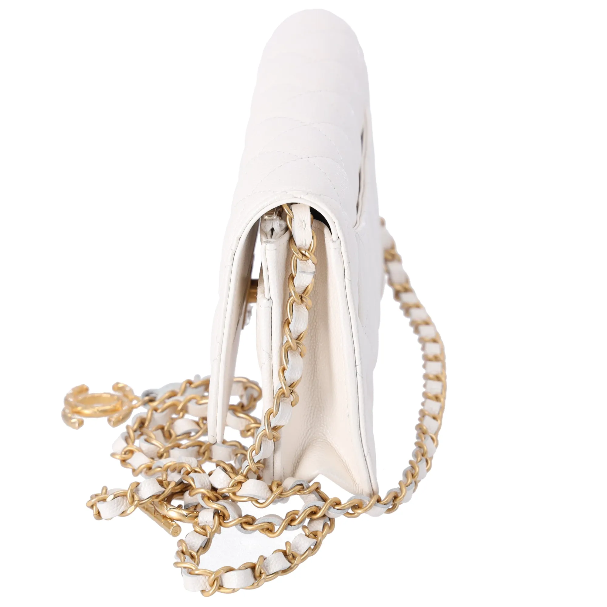 CHANEL Fit For You Wallet On Chain WOC Pearly Caviar Quilted Iridescent White sold by Gaby's Bags product image thumbnail 3