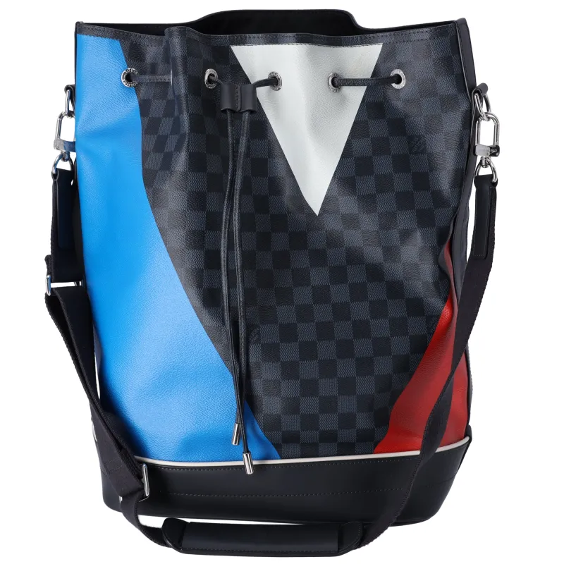 Louis Vuitton 2017 America's Cup Damier Cobalt Noe Marin Bucket Bag Tote sold by Gaby's Bags